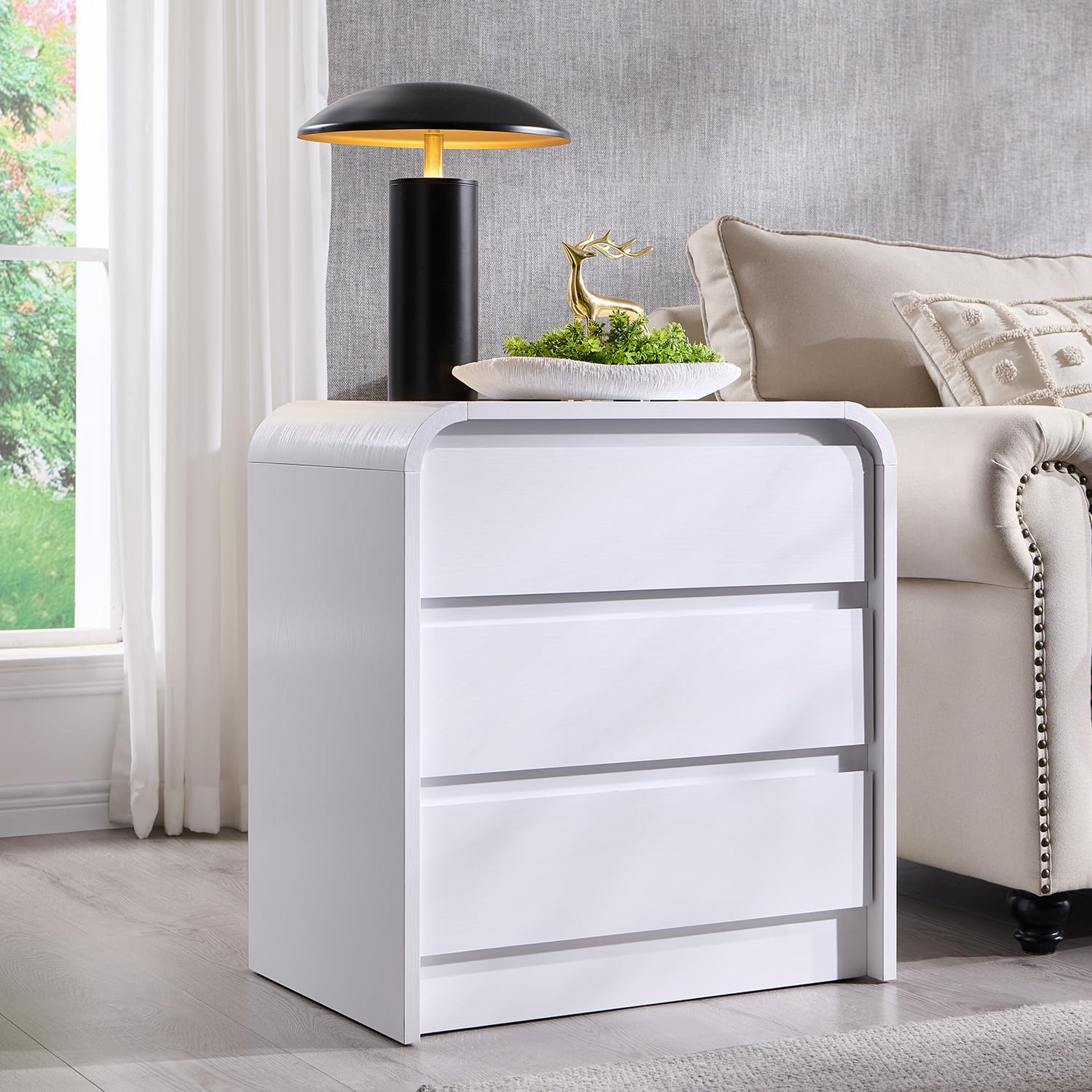25" Tall Modern Nightstand Set of 2, 23.6" Wide Wood Bedside Table