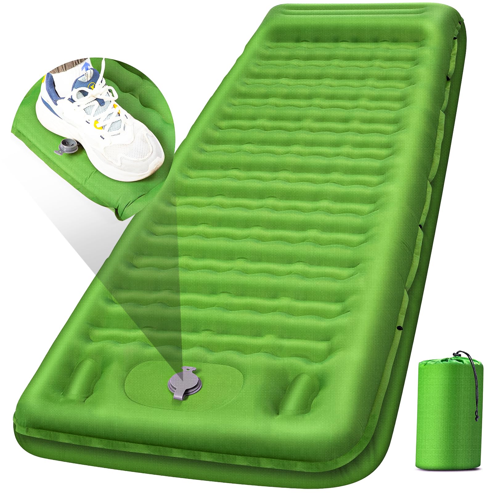 Sleeping Pad, Extra Thick 5 Inch Camping Mat with Pillow Built-in Foot Pump