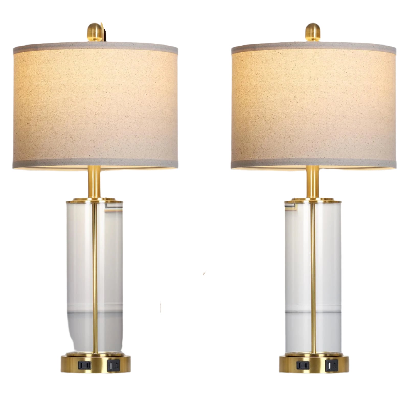 Glass Table Lamps Set of 2, 3-Way Dimmable Touch Control Glass Lamps for Living