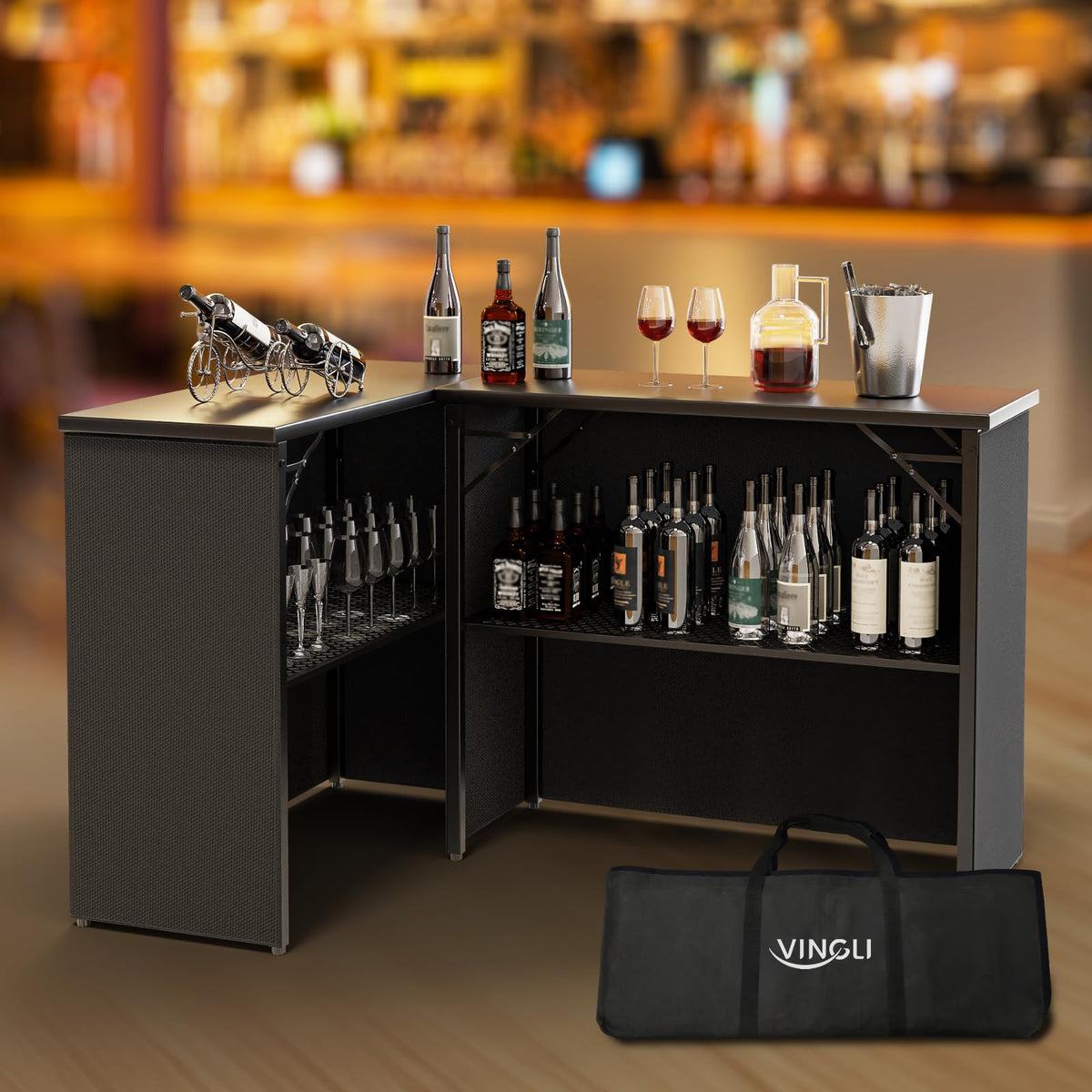 Portable Bar Table with LED Skirt