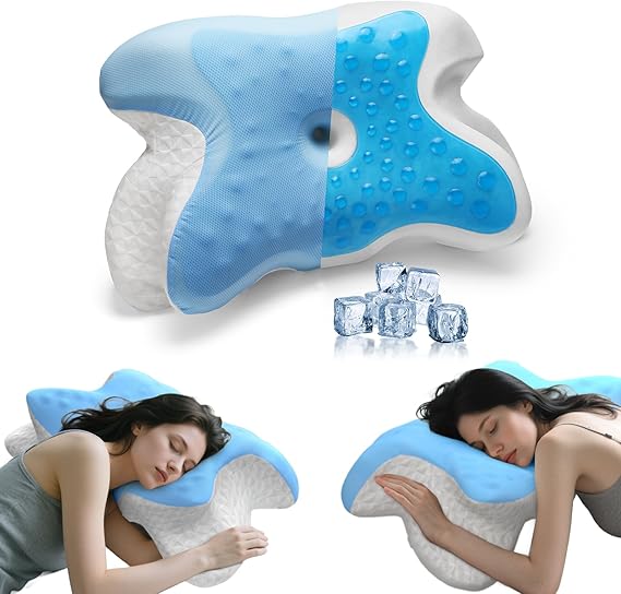 Pillow for Neck Pain Relief - Cooling Gel Memory Foam, Ergonomic