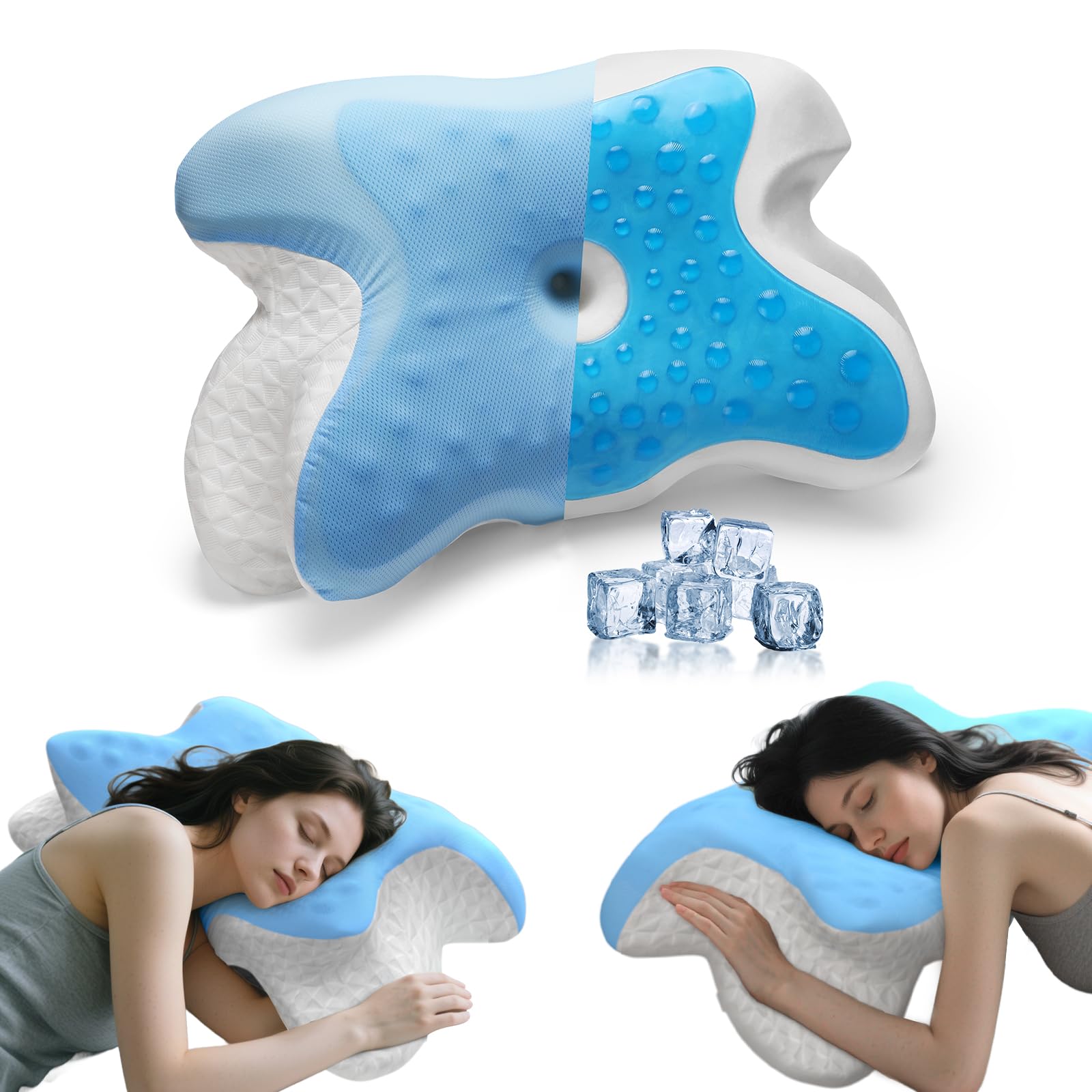 Pillow for Neck Pain Relief - Cooling Gel Memory Foam, Ergonomic