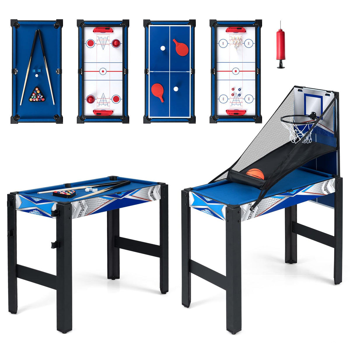 6-in-1 Multi-Game Table with Basketball, Billiards, Ping Pong, Hockey, Shuffleboard & Bowling