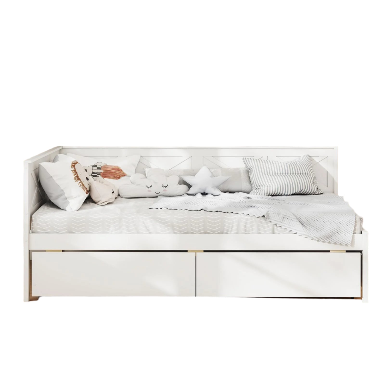 Daybed with 2 Storage Drawers, Wooden Corner