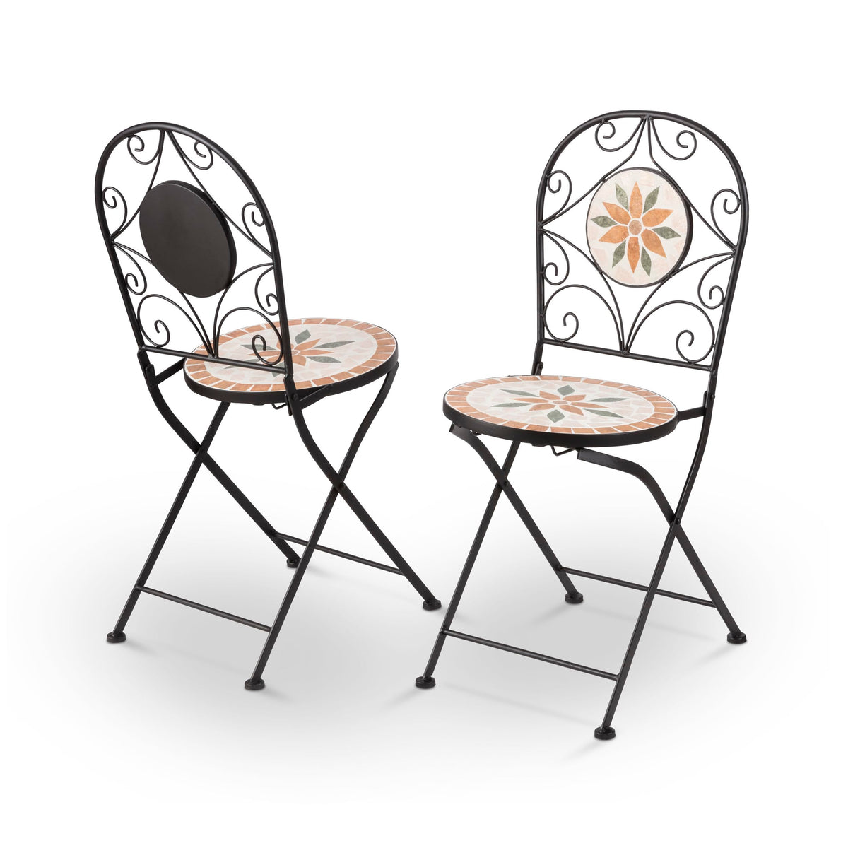 3-Piece Mosaic Bistro Set with Folding Chairs, Indoor/Outdoor