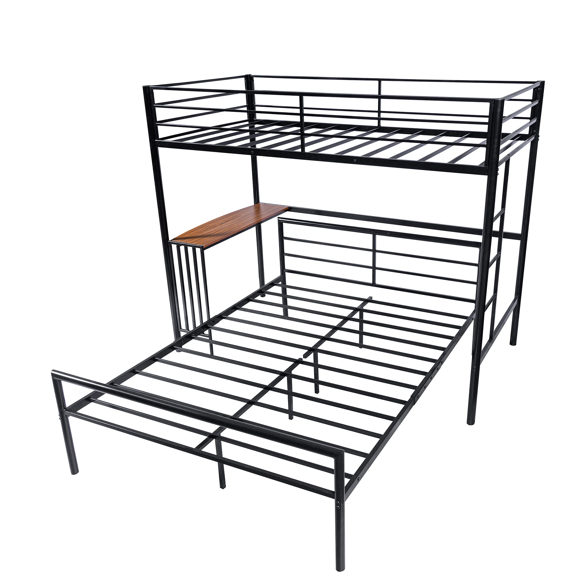 Twin Over Full Bunk Bed with Desk, Convertible to 2 Platform Beds, Industrial