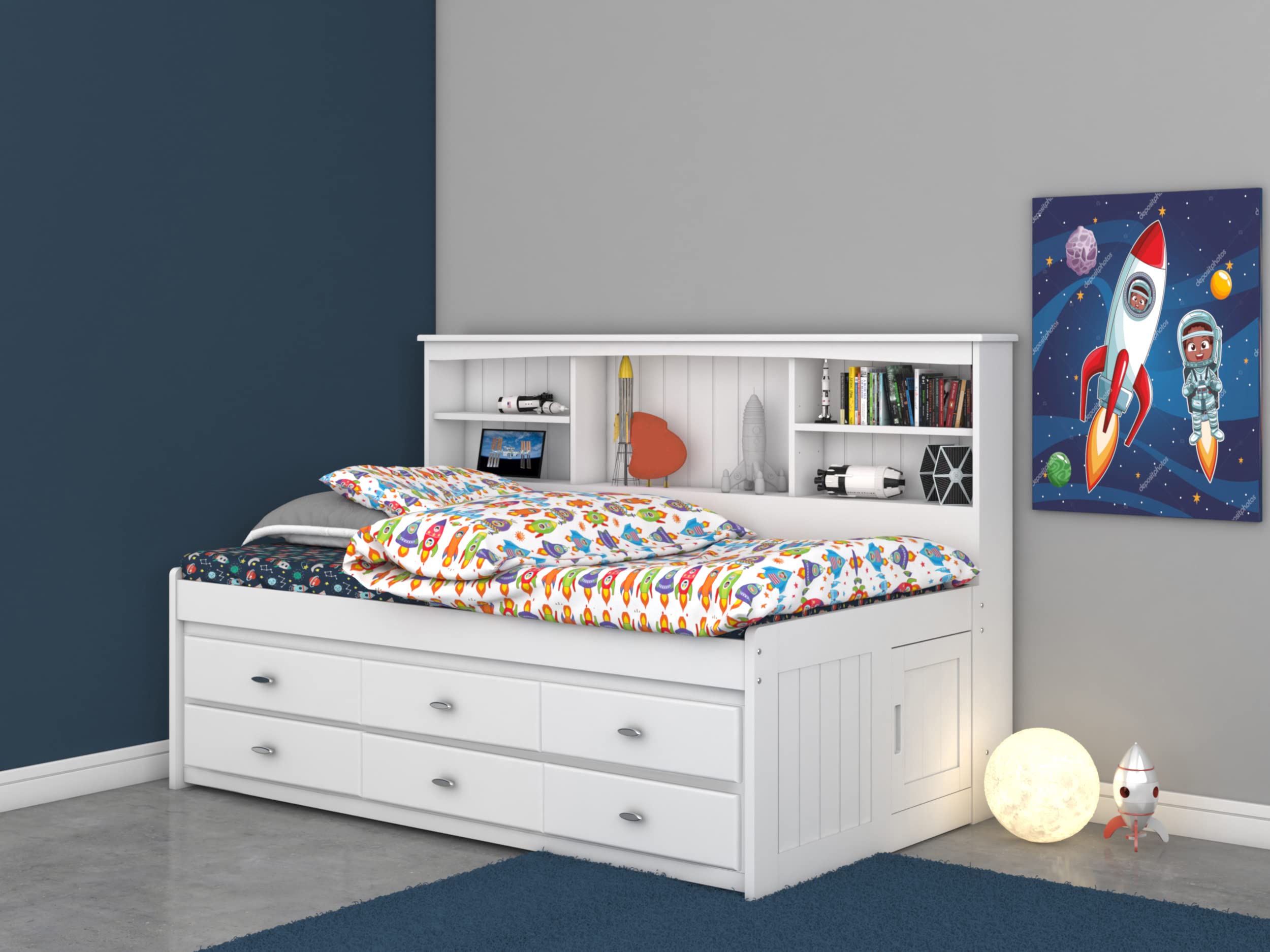 Furniture Model 80222K6-22, Solid Pine Twin Bookcase Daybed