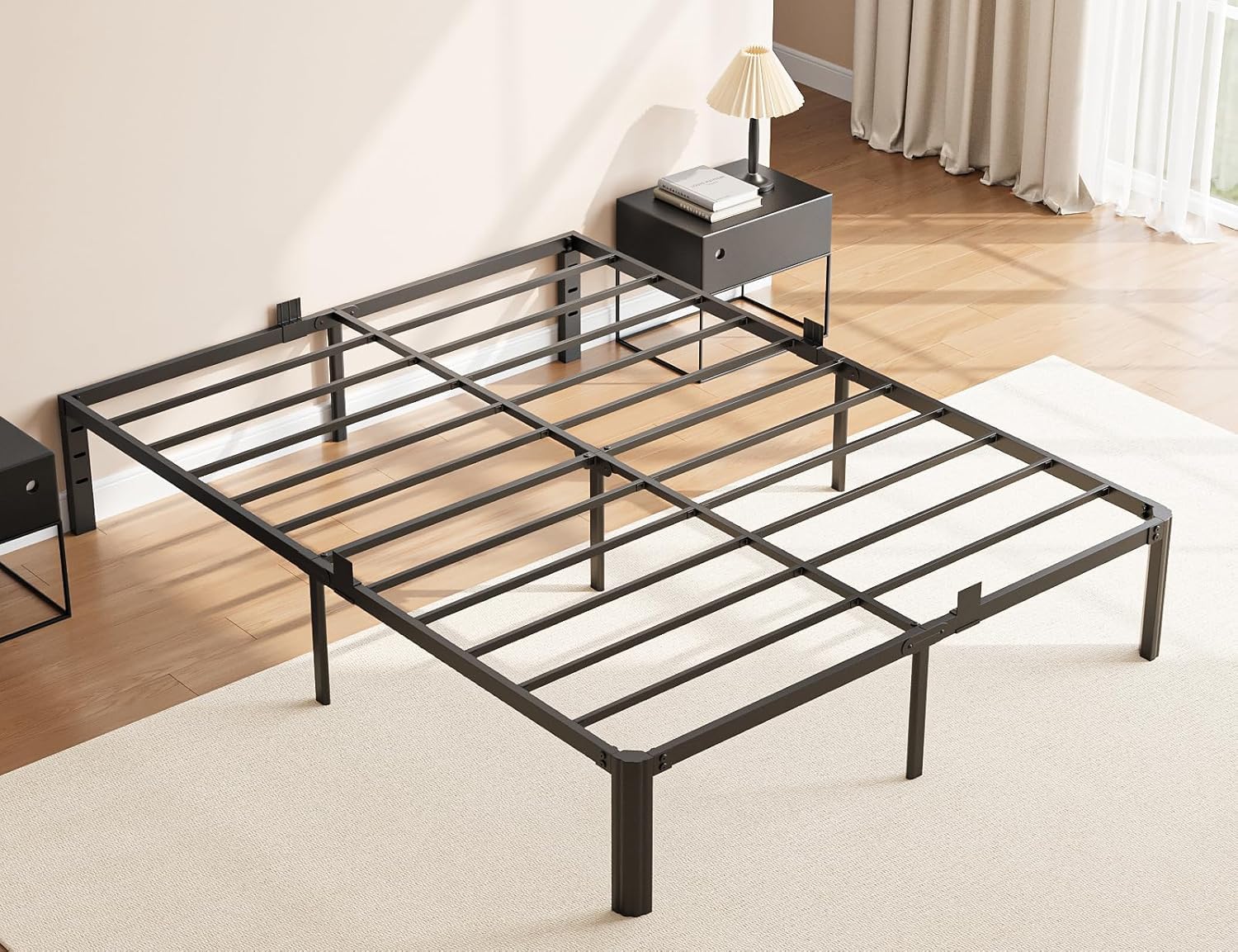 Inch Metal Bed Frame Queen Size, Heavy Duty Balck Platform