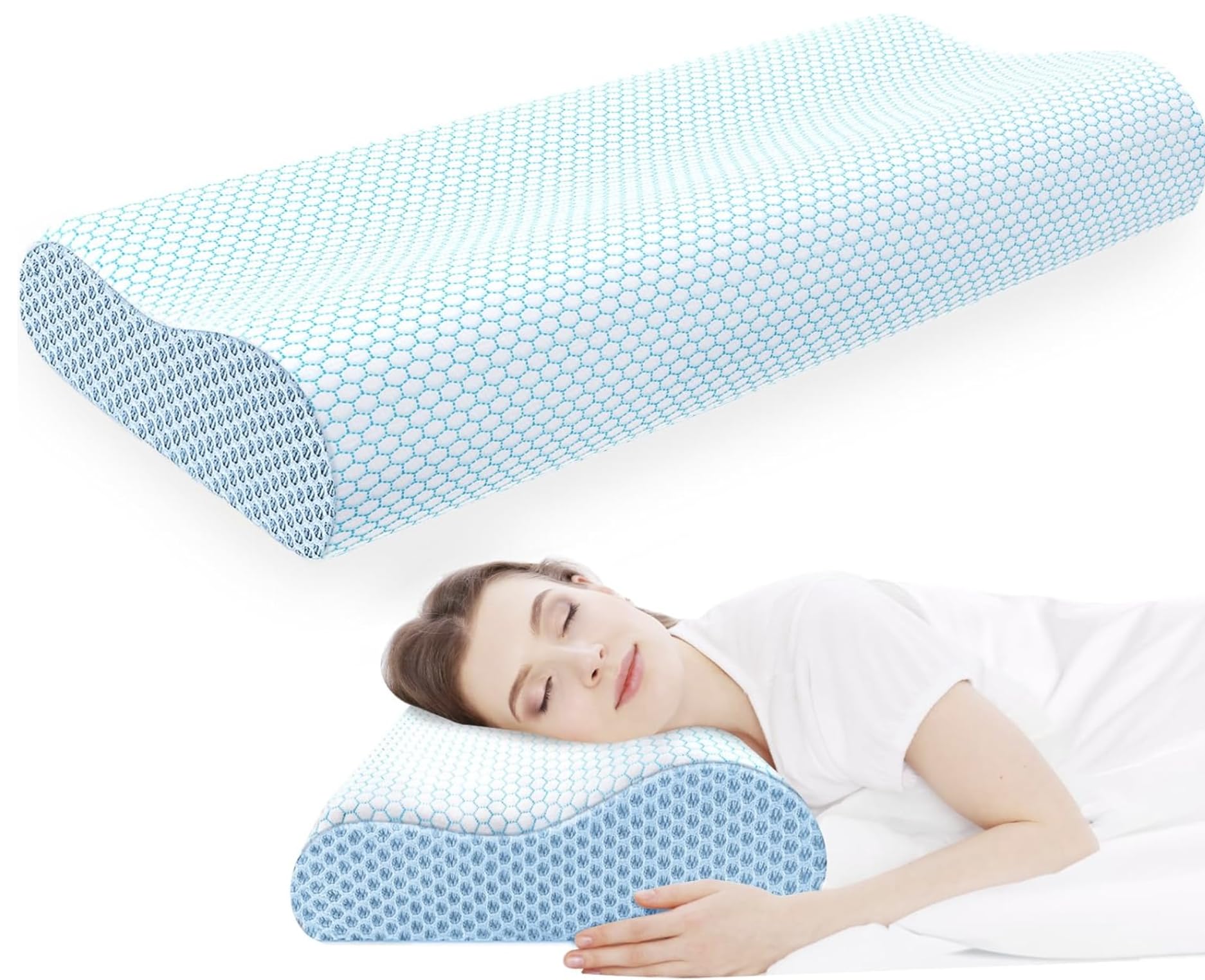 Orthopedic Memory Foam Pillow, Ergonomic Cervical Pillow for Neck and Shoulder Pain