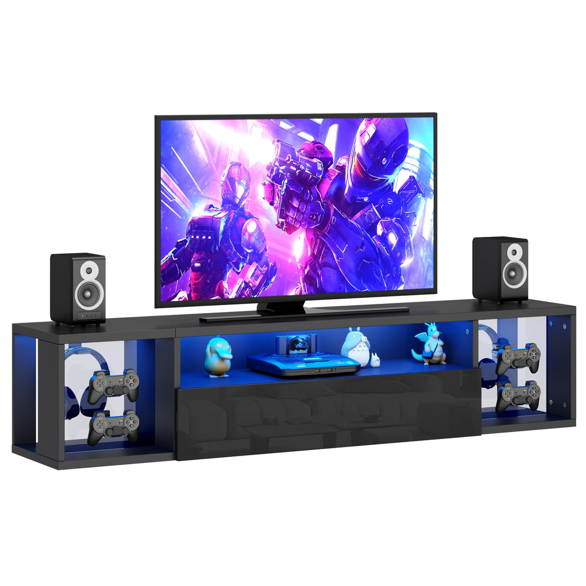 Floating TV Stand with LED Lights – Wall Mounted Media Console