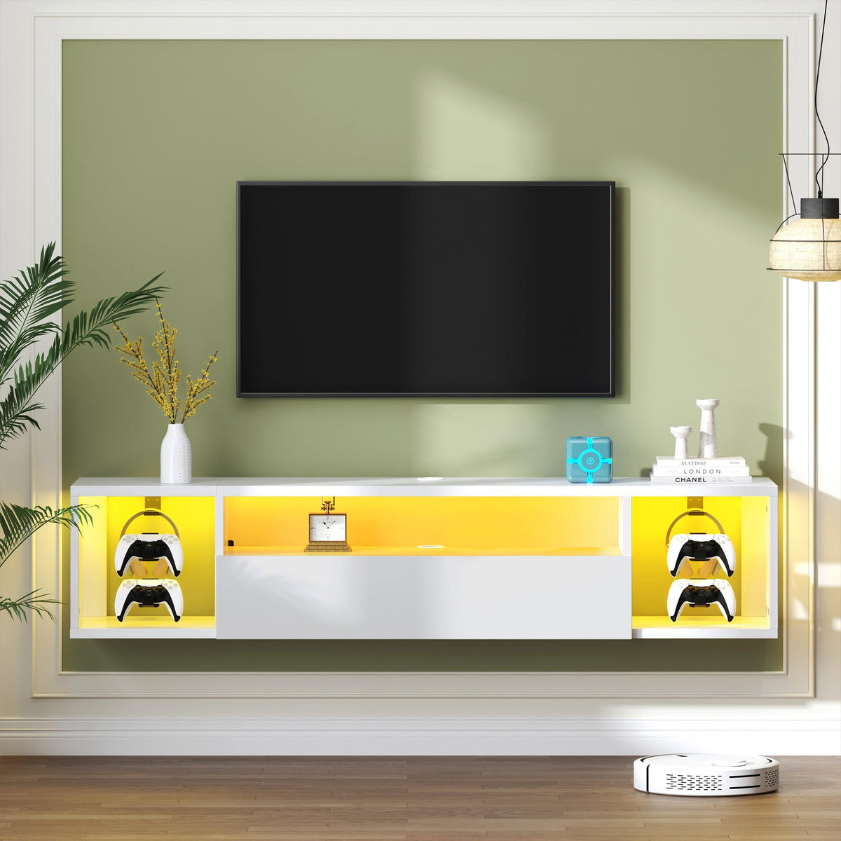 Wall Mounted Floating TV Stand with LED Lights