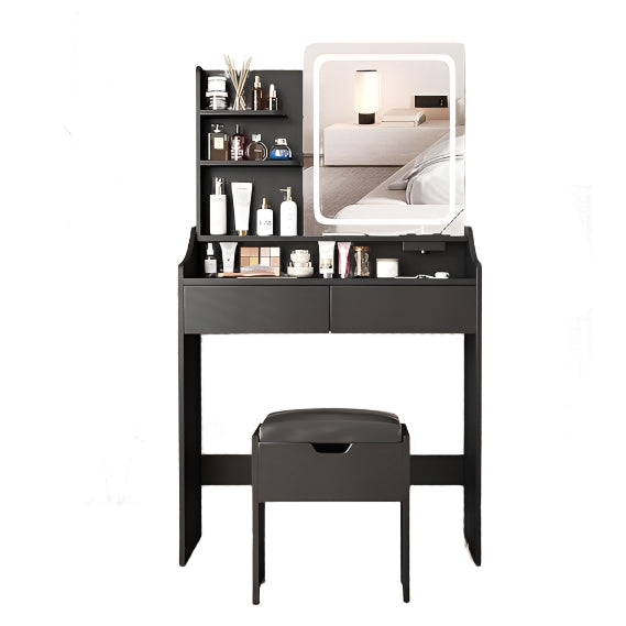 Vanity Desk with LED Light Mirror and Charging