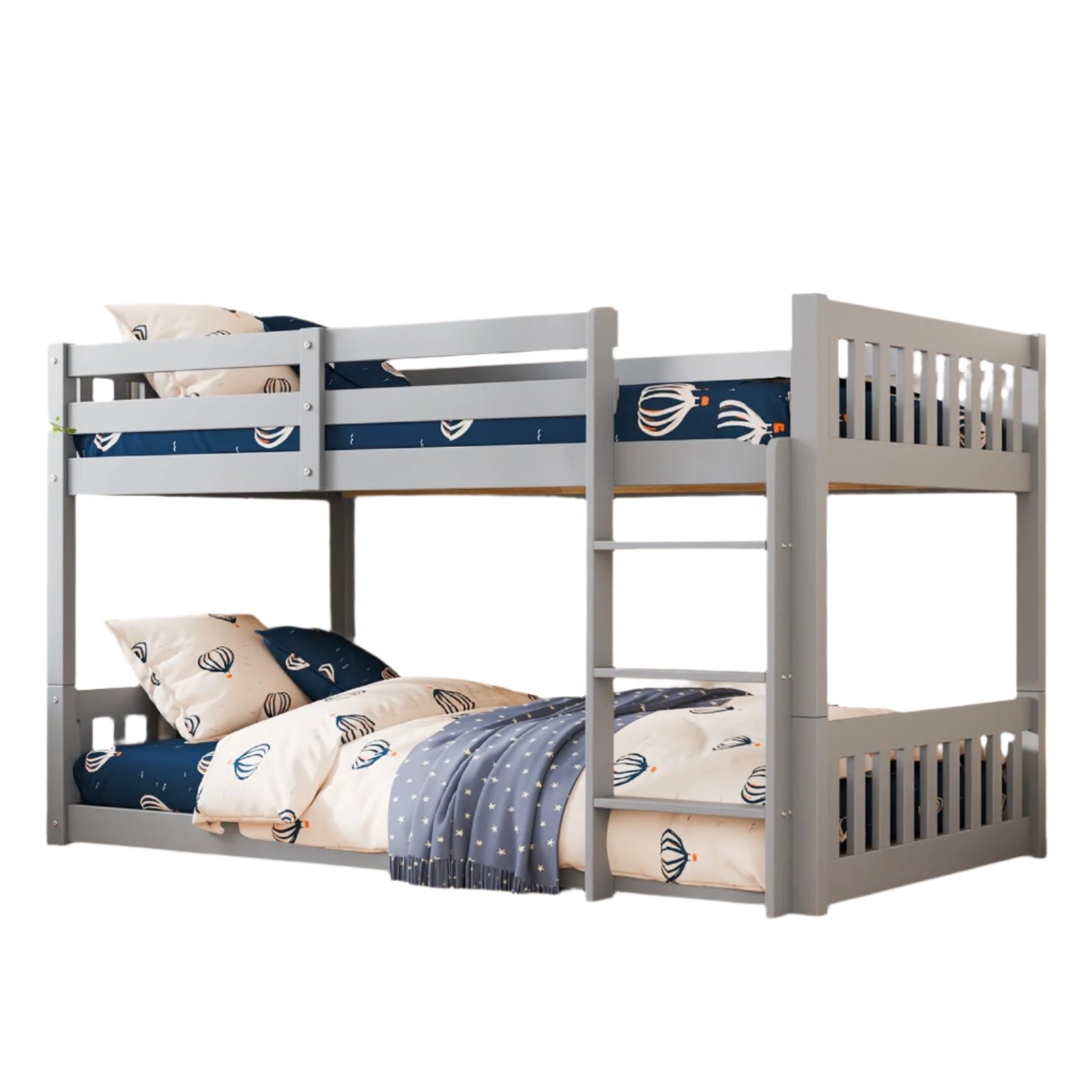 Solid Wood Low Twin Over Twin Bunk Bed for Kids/Junior, Bunk Bed Frame