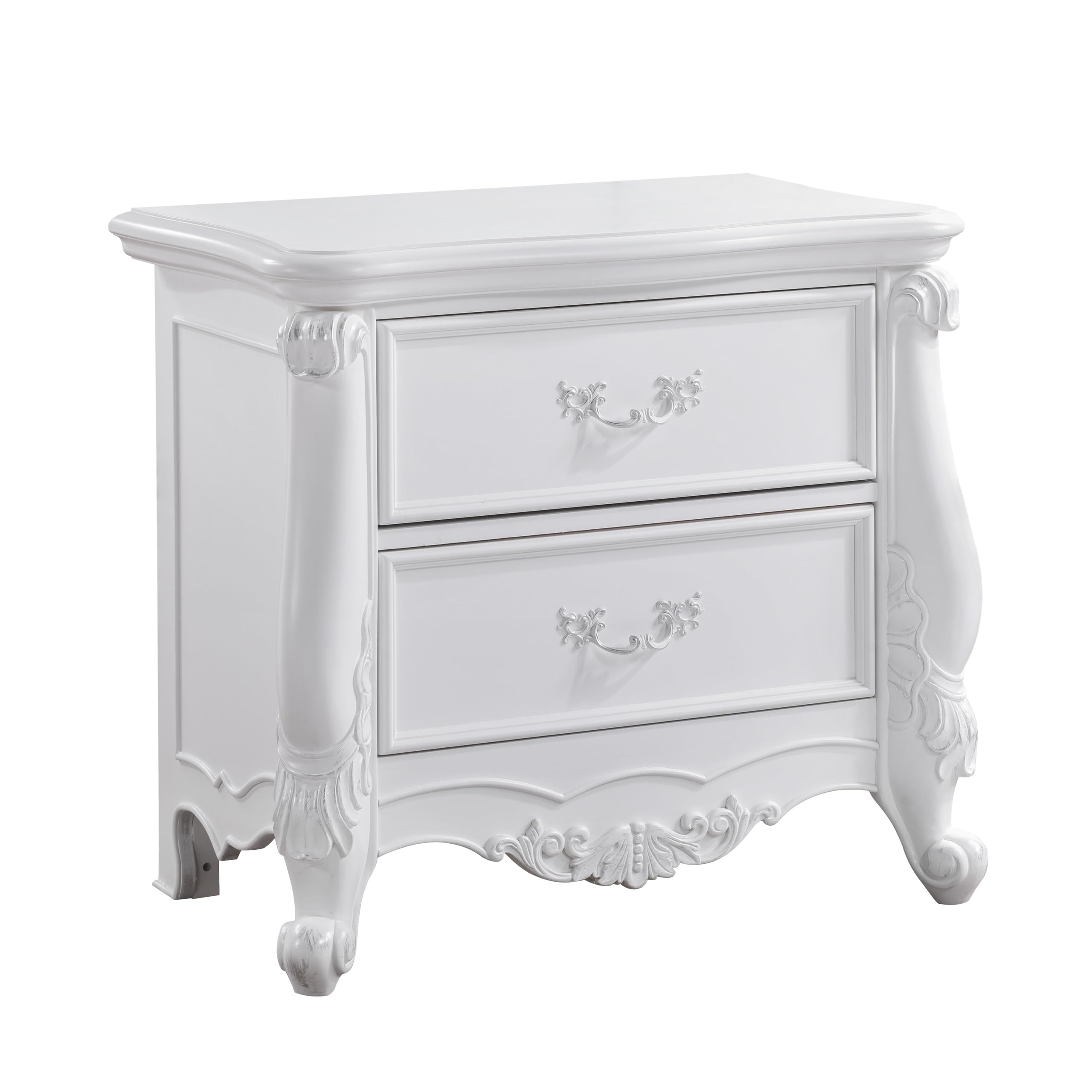 Latisha Wood 2-Drawer Rectangular Nightstand in Pure White