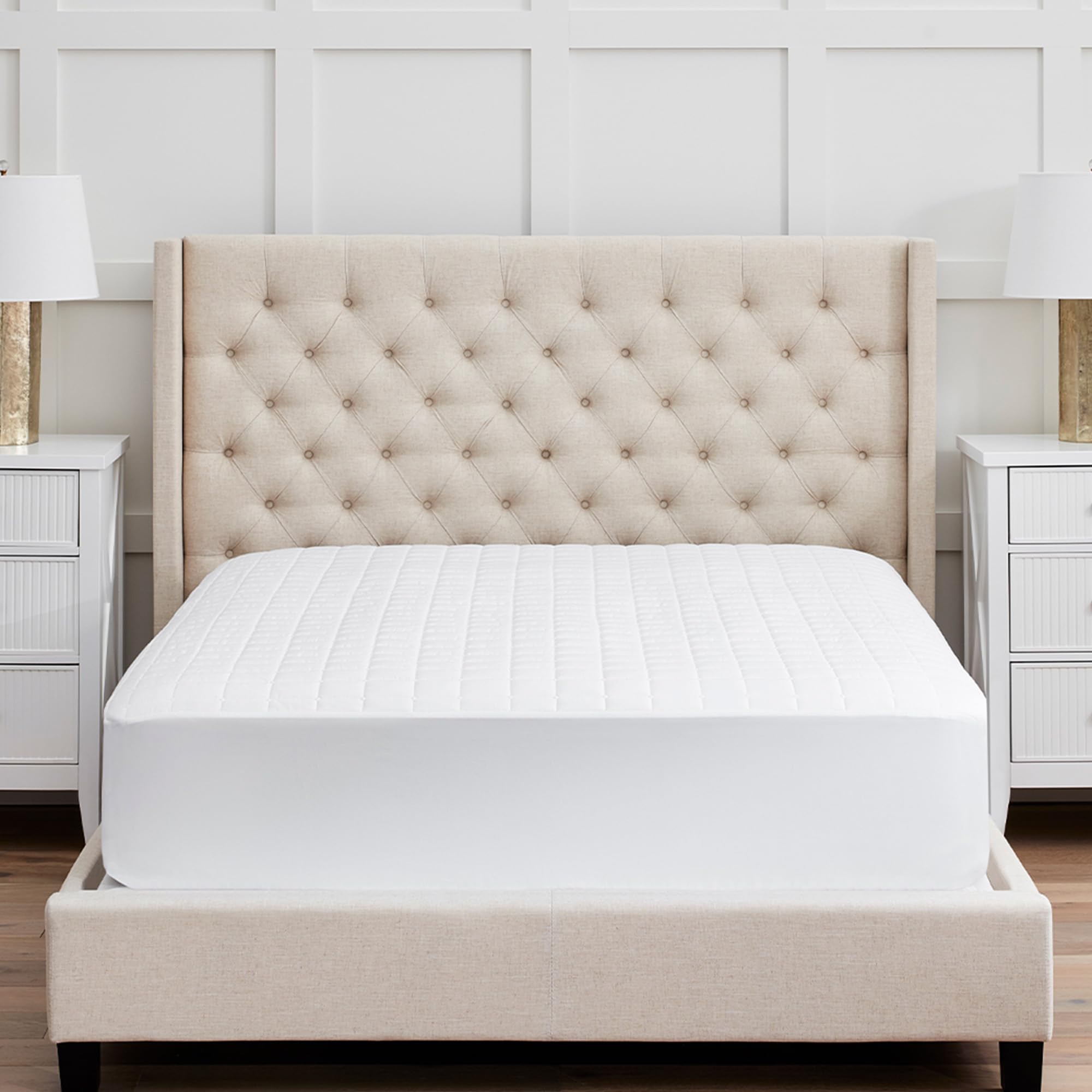 Mattress Protector - King Size, White Cover - 1 Fitted Protector Included -Padded Fill