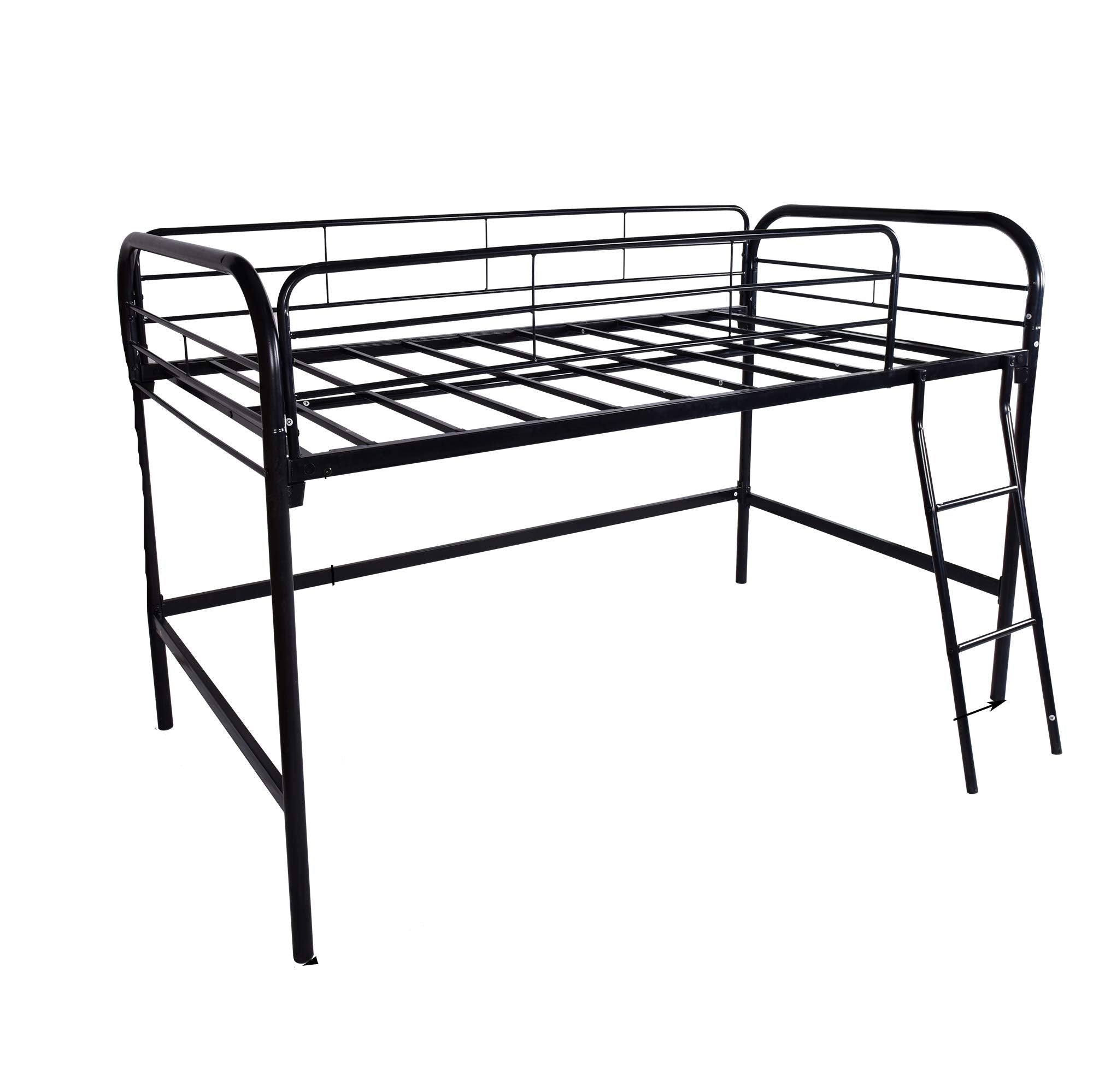 Metal Loft Twin Bed with Sturdy Steel Frame, High Sleeper Multipurpose