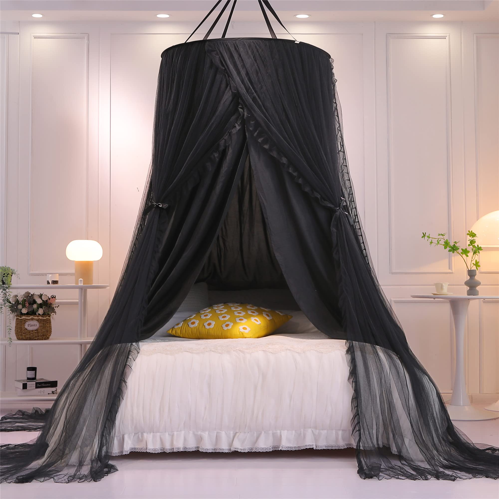 Double Layer Princess Round Dome Canopy Bed Curtain for Girls Adults,Children Dreamy