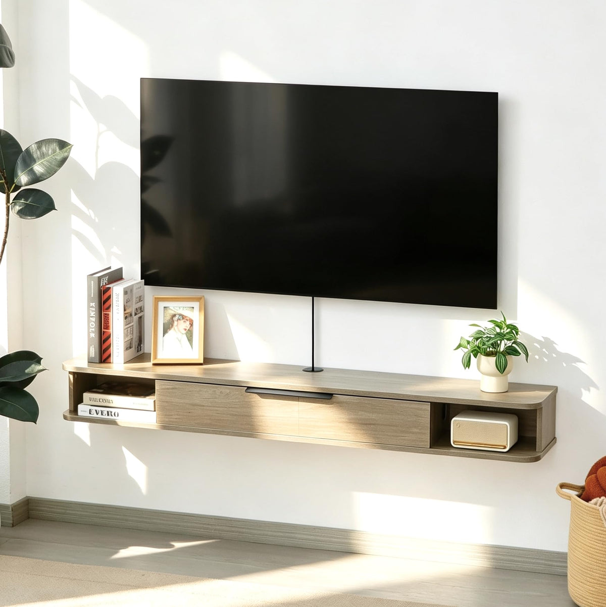 55" Floating Wall-Mounted TV Stand with Storage