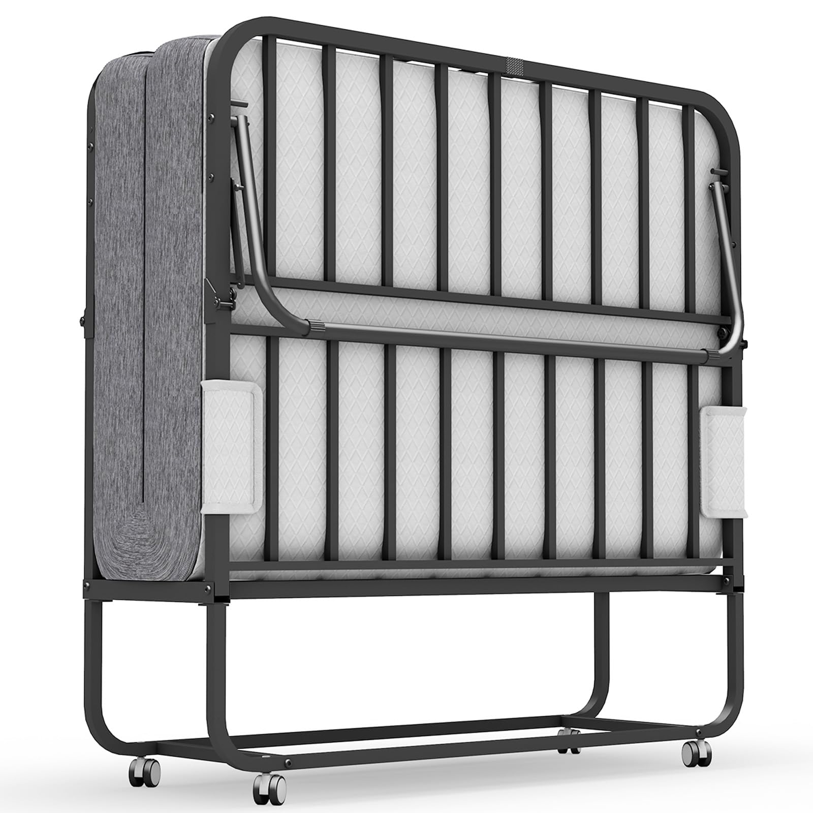 75''x38'' Folding Bed with Mattress for Adults, Twin Size Rollaway Folded