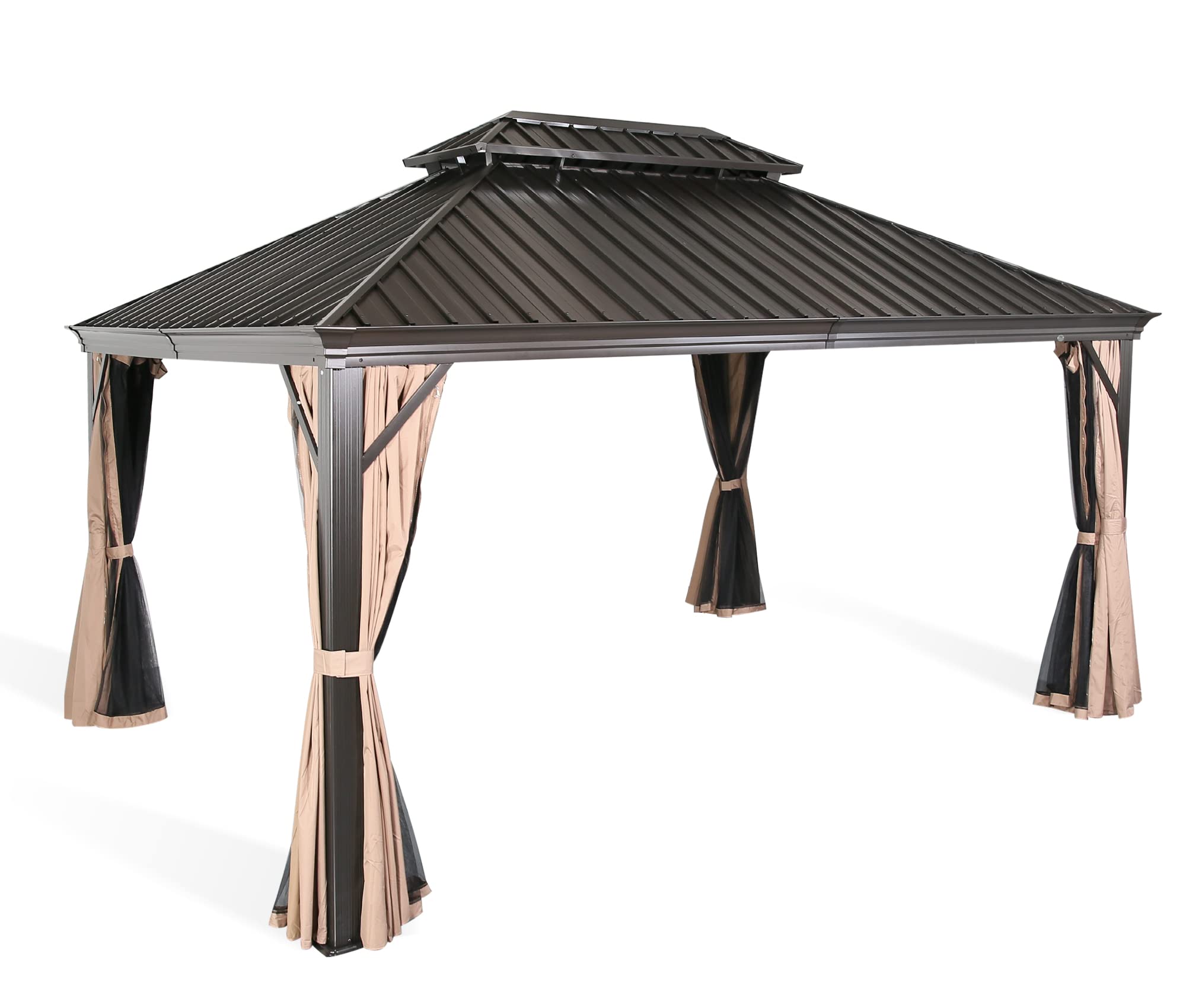 10' x 12' Hardtop Aluminum Permanent Gazebo Outdoor Double Roof