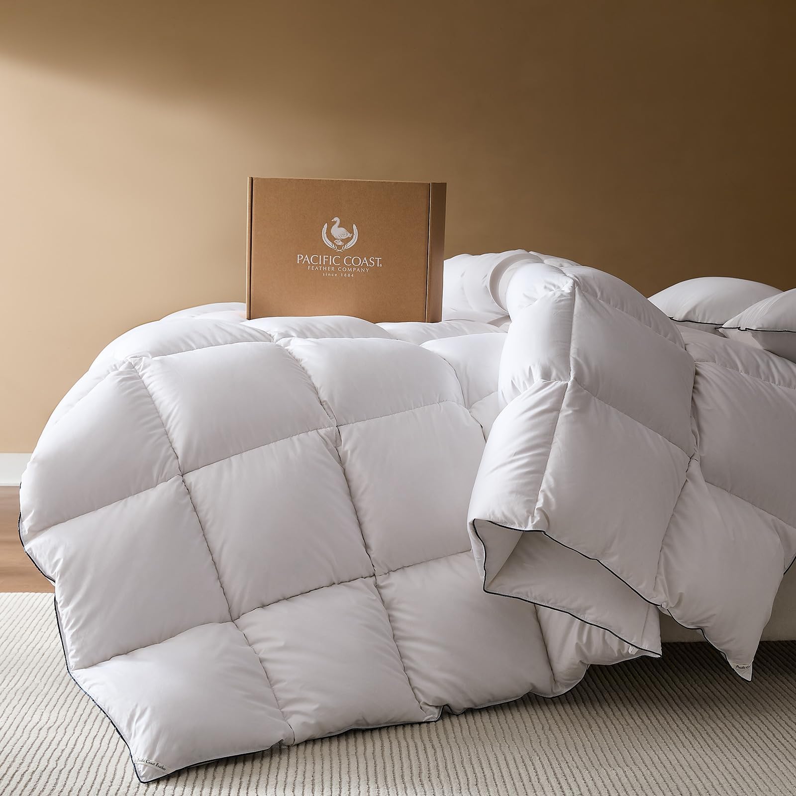 Goose Down Fiber Comforter – All Season Baffle Box Duvet Insert