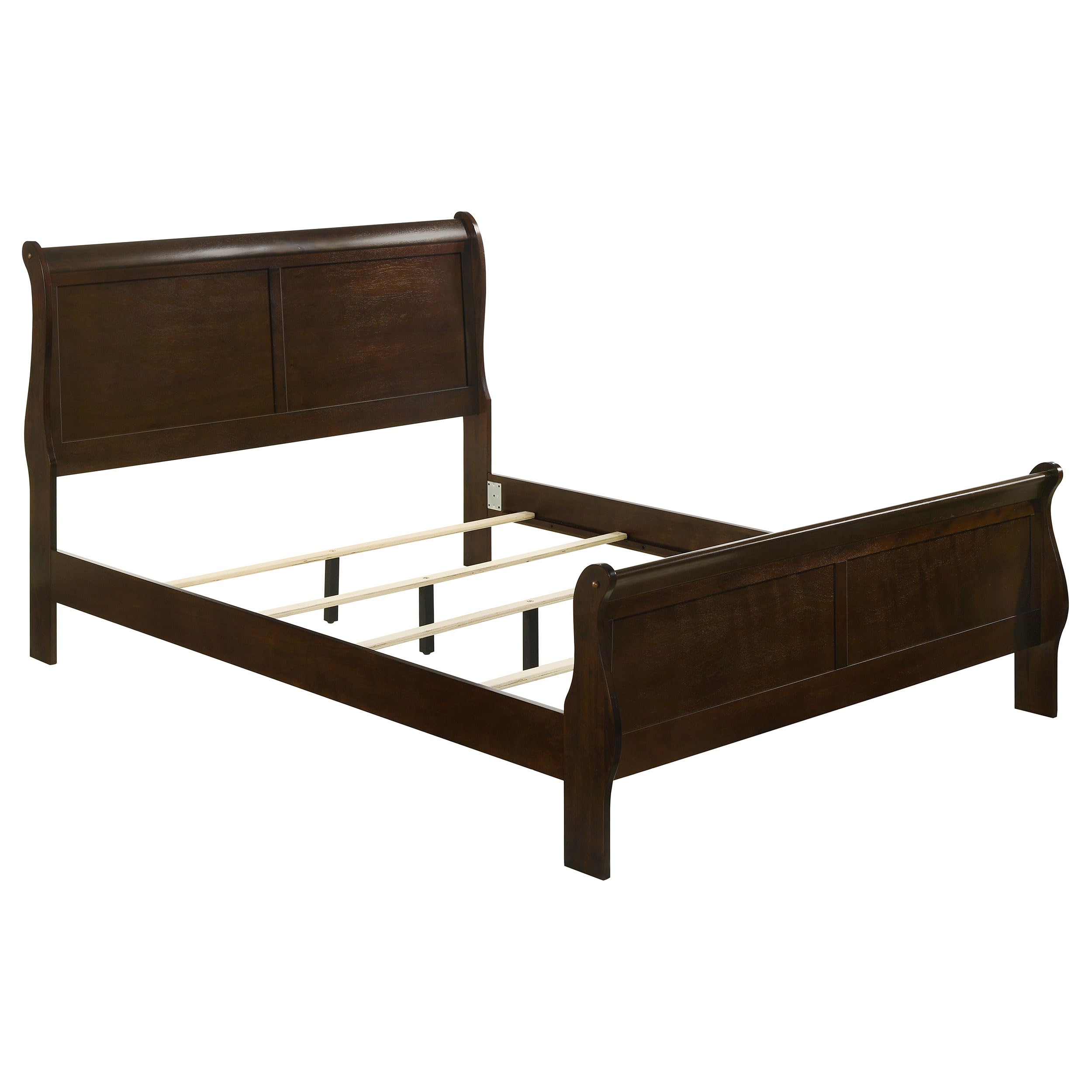 Louis Philippe Traditional Wood Queen Size Sleigh Bed Frame 47-inch Headboard