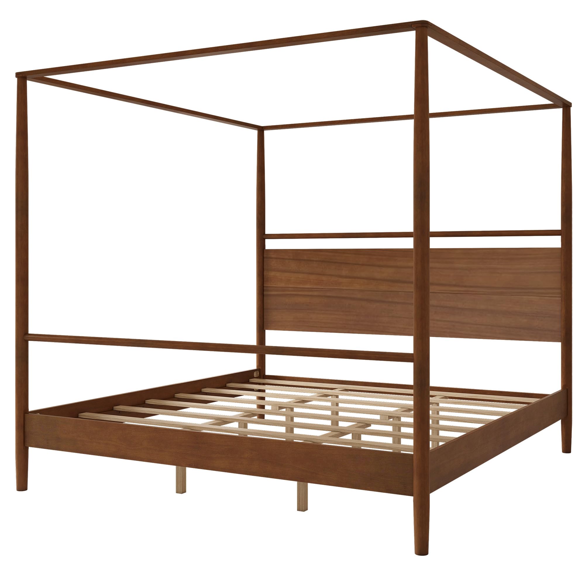 Wood Canopy Bed Frame King Size, Four Posters Bed/Squeak Resistant/No