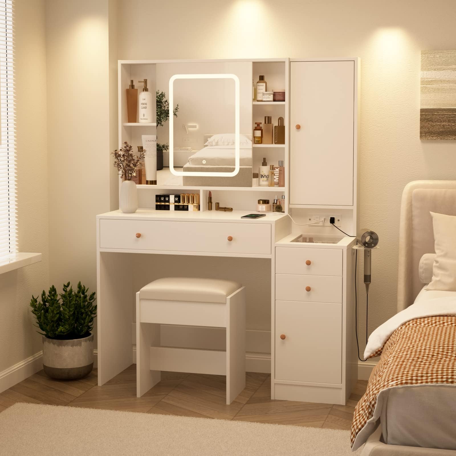 Vanity Desk with Mirror and Lights, Vanity Table Makeup Vanity with Lights 3