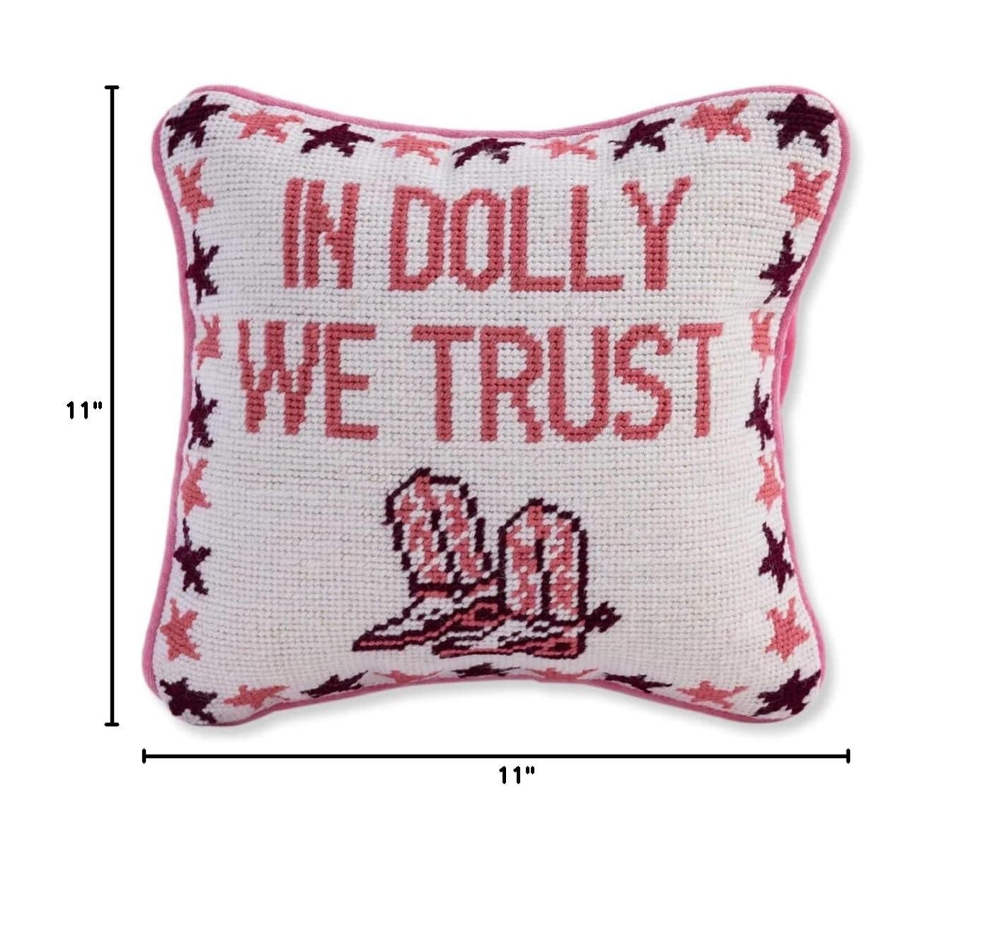 Needlepoint Decorative Throw Pillow - Trust Dolly - 11" x 11" - Small