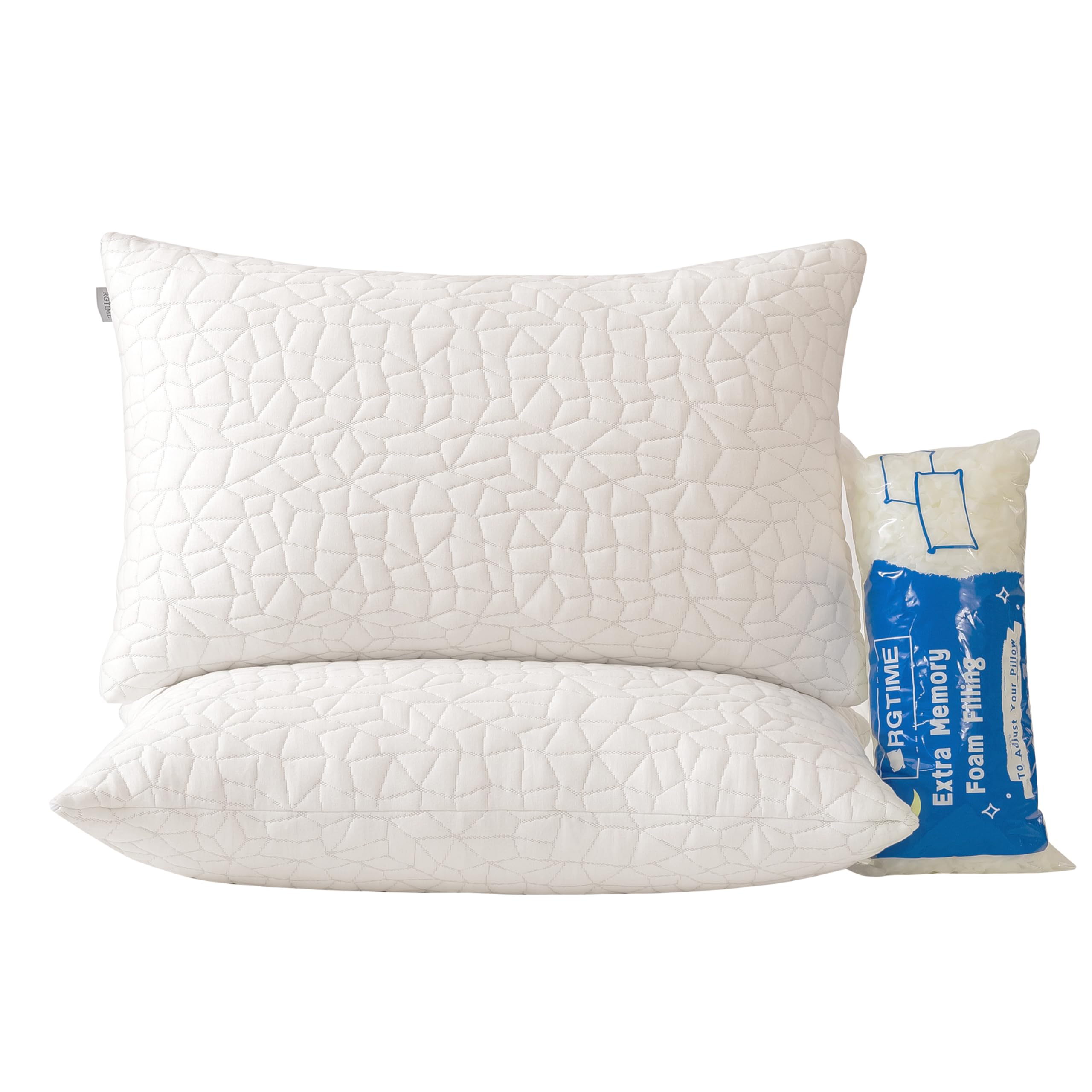 Memory Foam Pillows - Queen Size Set of 2,Adjustable Bed Pillows for Side Back