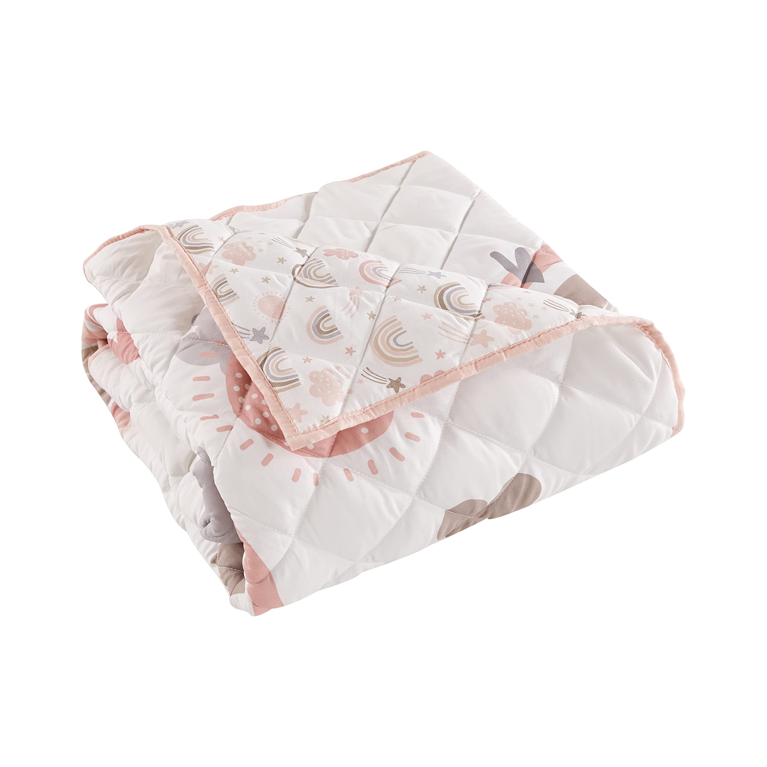 Rainbow Dreams Toddler Bed Set - Pink, Grey, Taupe, Tan and Coral