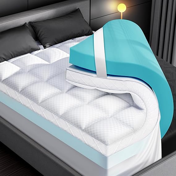 Layer 4 Inch Memory Foam Mattress Topper Queen - 2 Inch Gel Memory