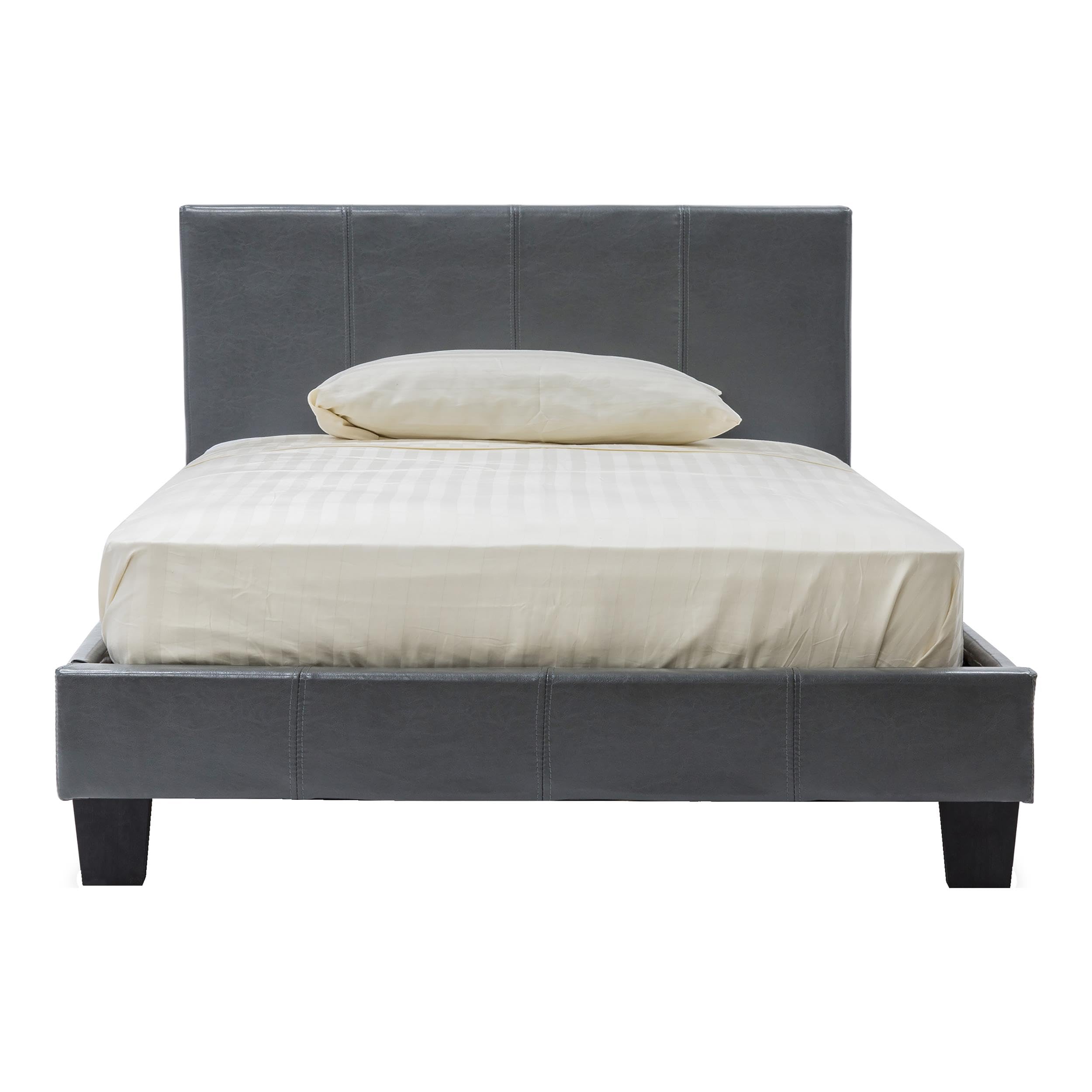 Ramone Faux Leather King Platform Bed in Gray
