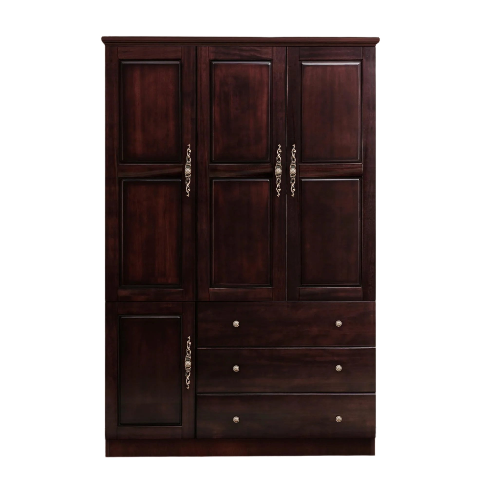 Solid Wood Armoire Wardrobe Closet, Walnut Finish Bedroom Storage Cabinet