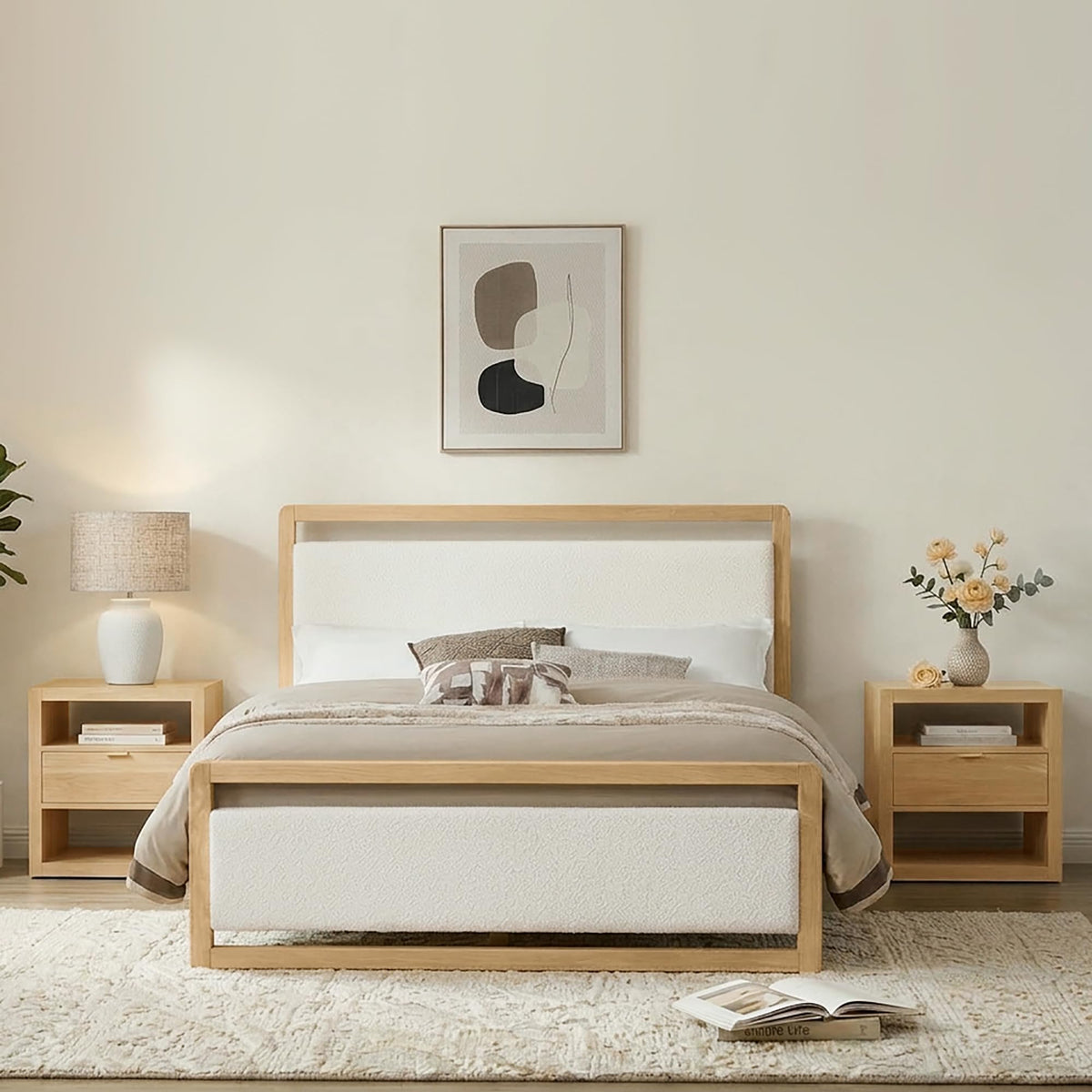 2-Drawer Farmhouse Nightstand with USB Charging
