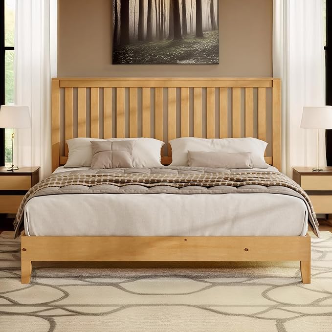 Queen Solid Wood Bed Frame with Headboard