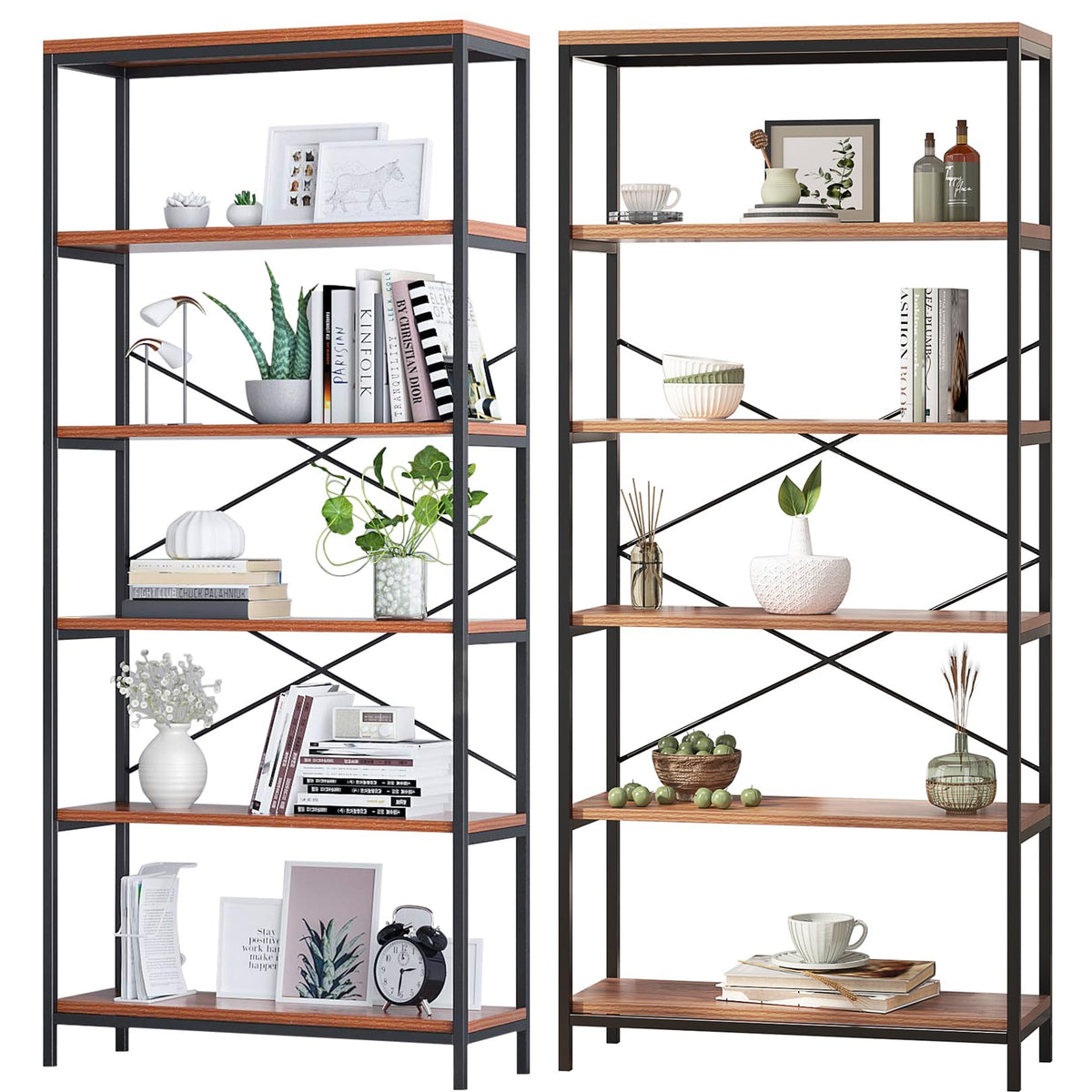 6-Tier Industrial Etagere Bookshelf