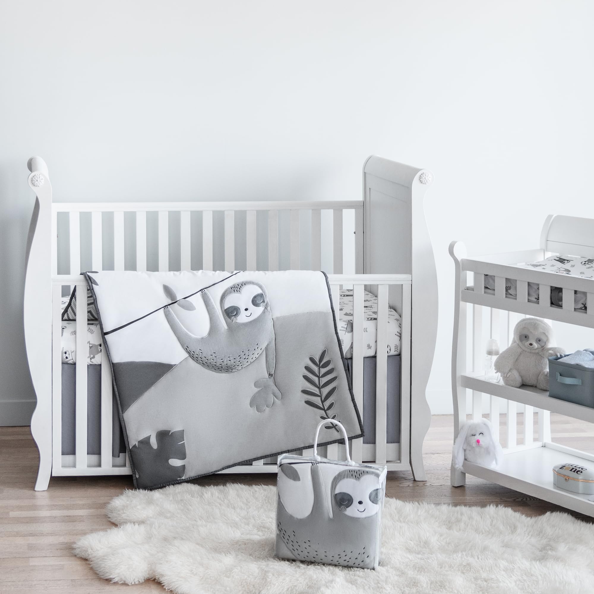 Crib Bedding Set Neutral, 5pc Baby Bedding Set Includes Baby Comforter