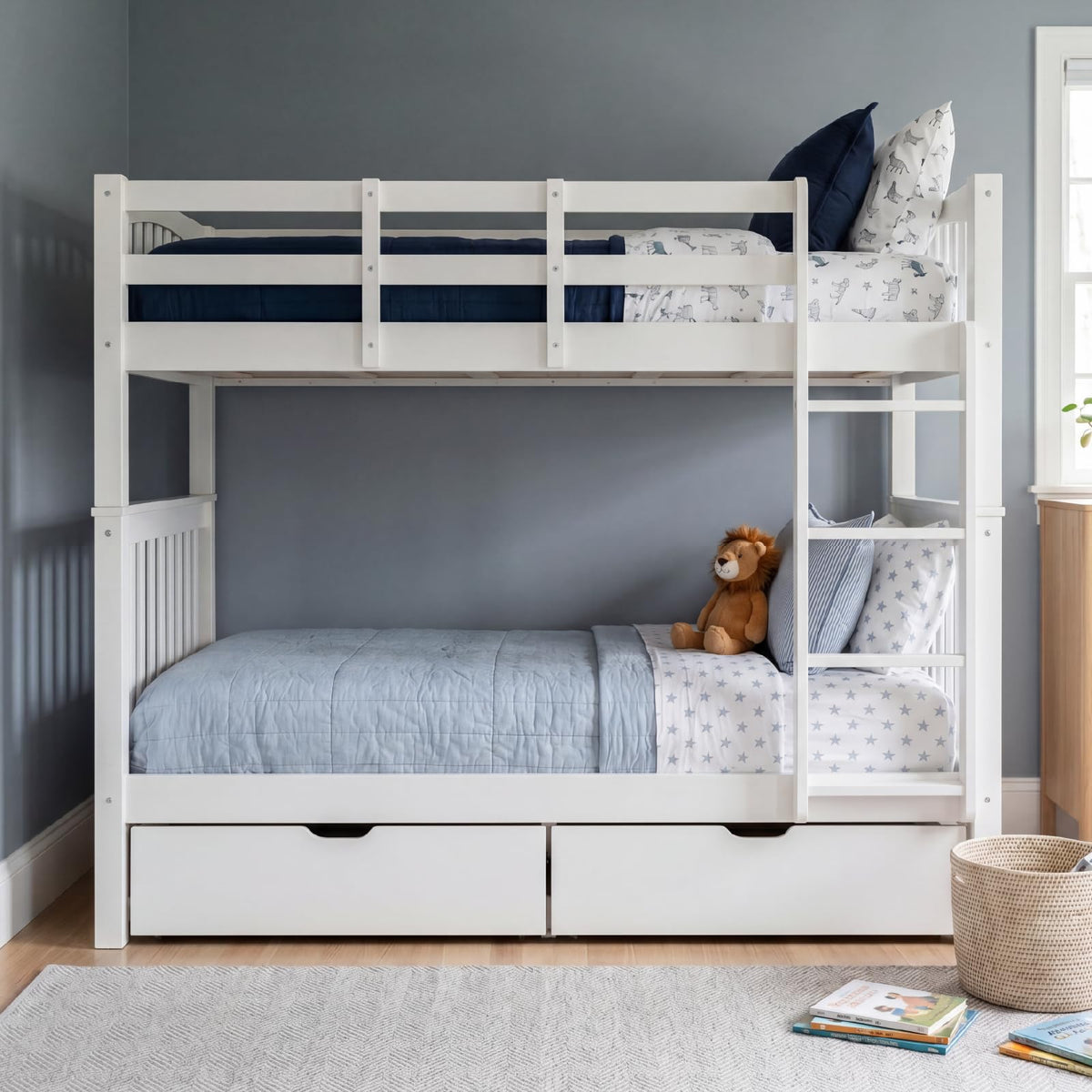 Kids Bunk Bed & Loft Bed with Storage, Solid Wood