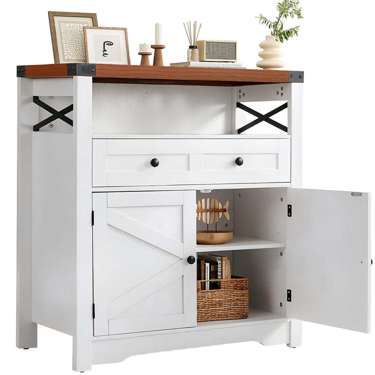 Farmhouse Sideboard Buffet Cabinet with Coffee Bar Storage