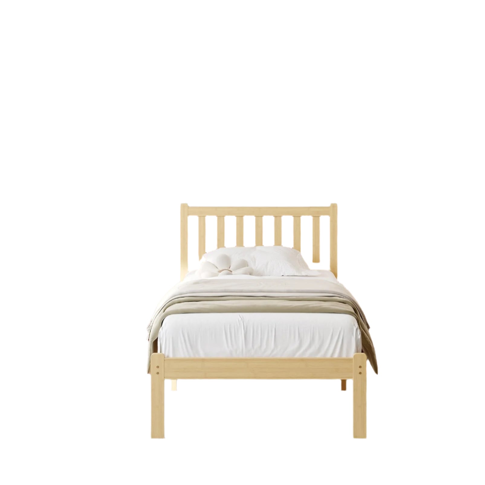 14 in High Solid Bamboo Wood King Size Bed Frame with Headboard