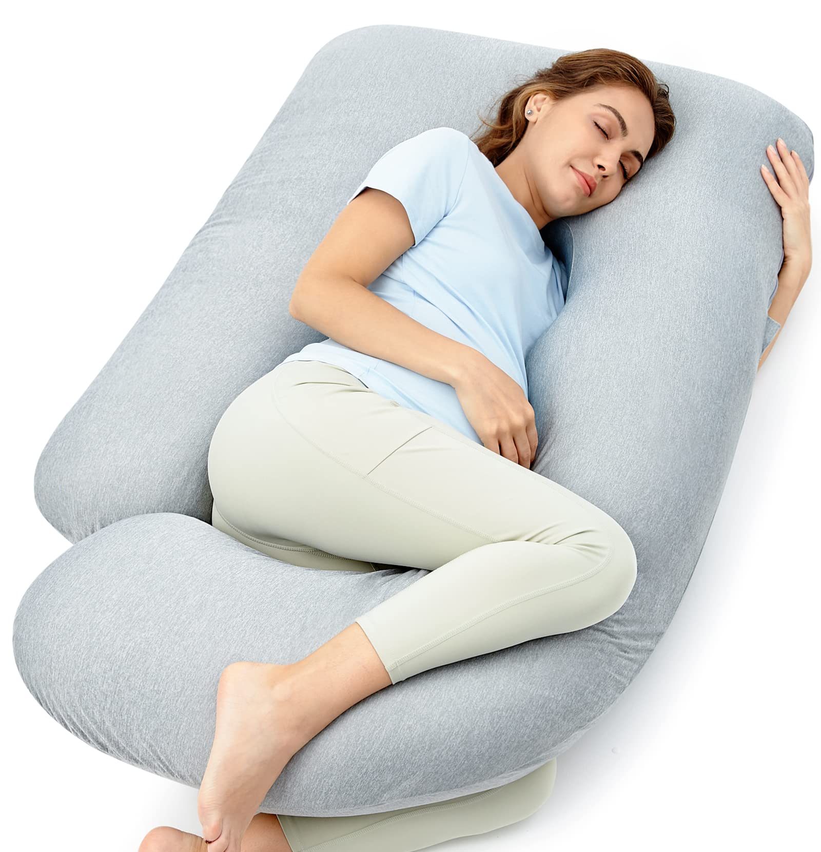 Pregnancy Pillows with Cooling Cover, U-Shaped Full Body Maternity Pillow