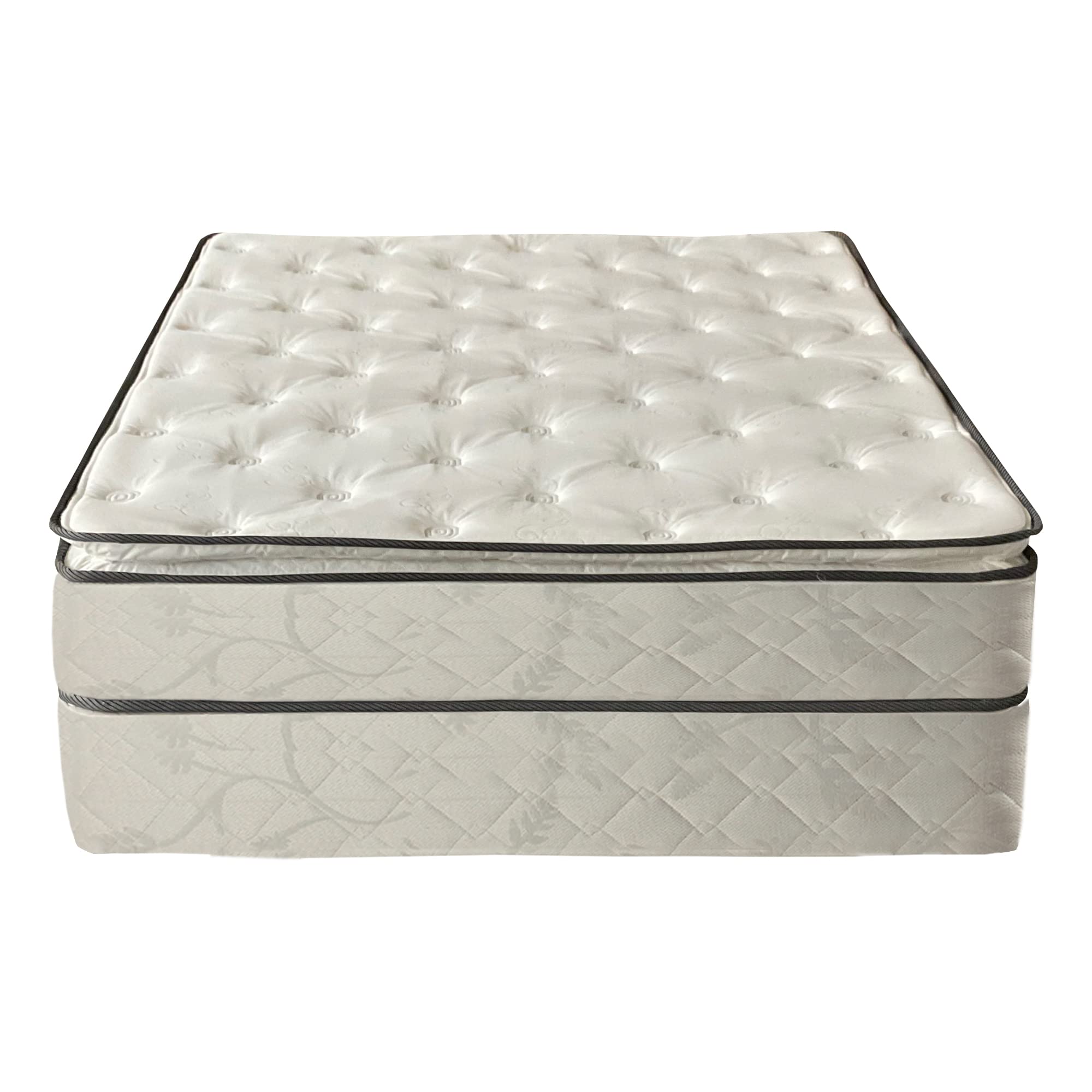 Medium Plush Pillowtop Innerspring Mattress and 4" Low Profile