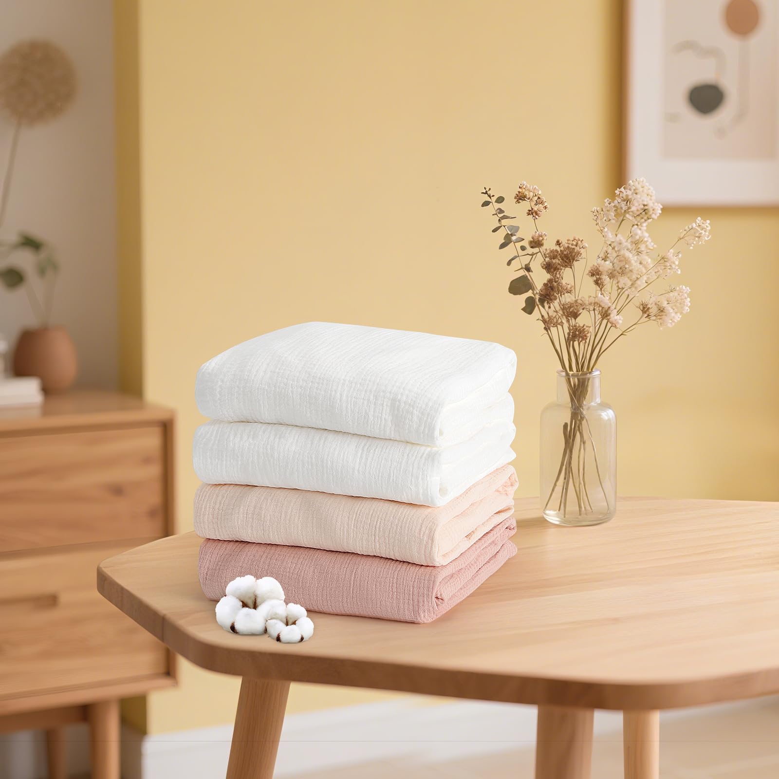 Crib Sheets 2 Pack 100% Organic Muslin Cotton 52x28 Inches Fitted
