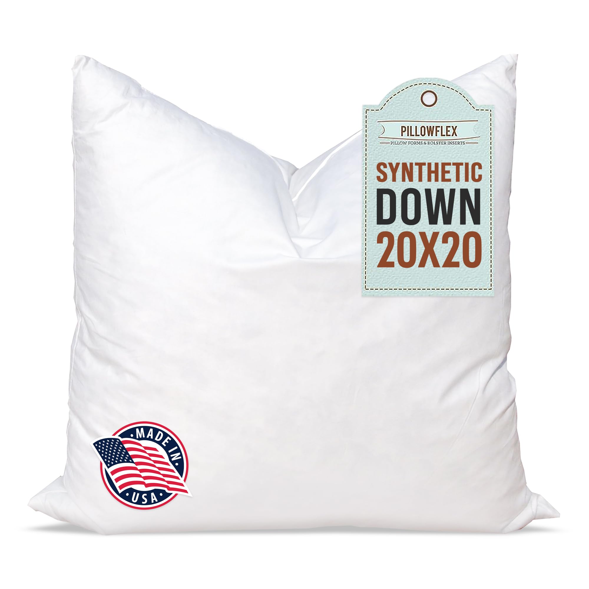 Synthetic Down Pillow Insert - 20x20 Down Alternative, Ultra Soft Large Square