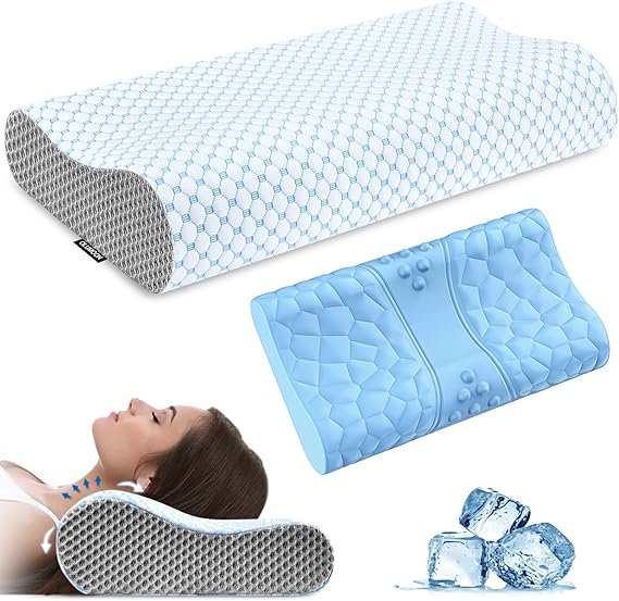 Memory Foam Pillows - Cooling Neck Support Pillow for Pain Relief
