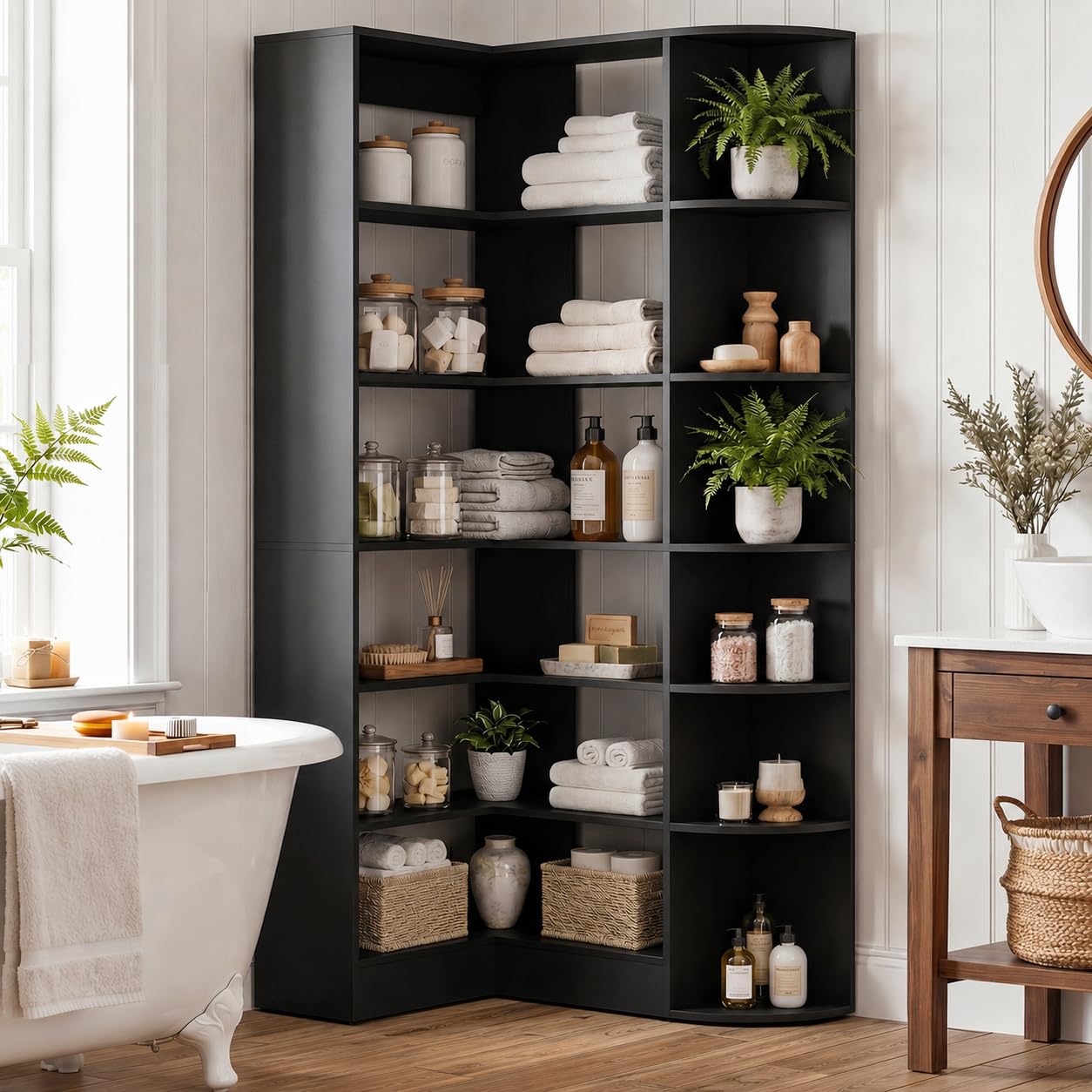 7-Tier L-Shaped Corner Bookshelf