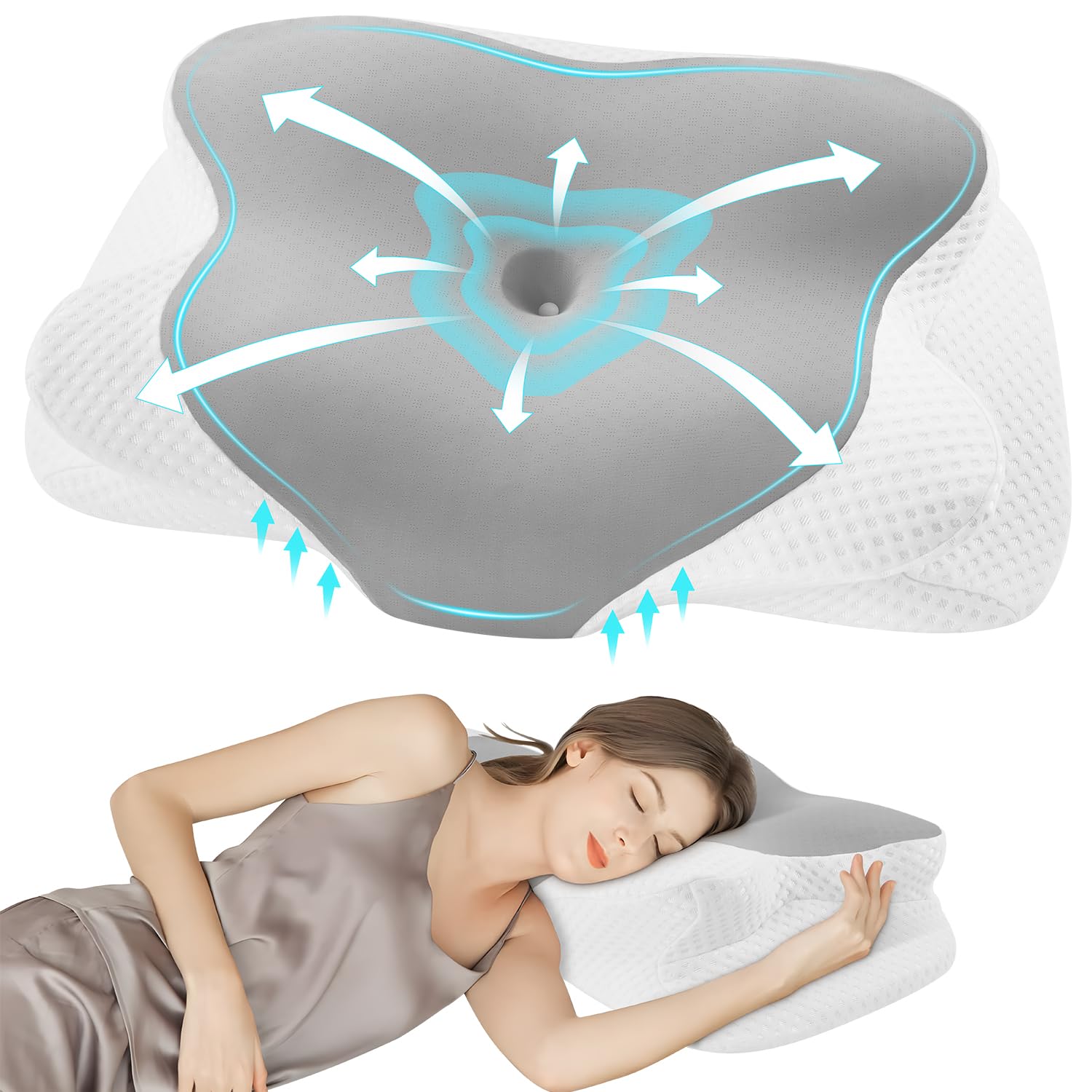 Cervical Pillow for Sleeping, Contour Memory Foam Pillow for Neck and Shoulder Support