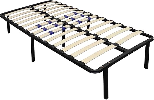 14" High Metal Platform Bed Frame with Wood Slat Support, Adjustable