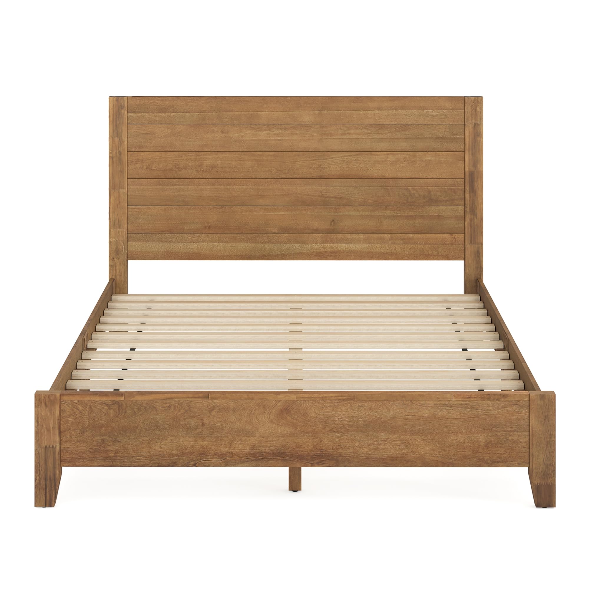 Bed Frame Queen Size, Acacia Wood Platform with Headboard